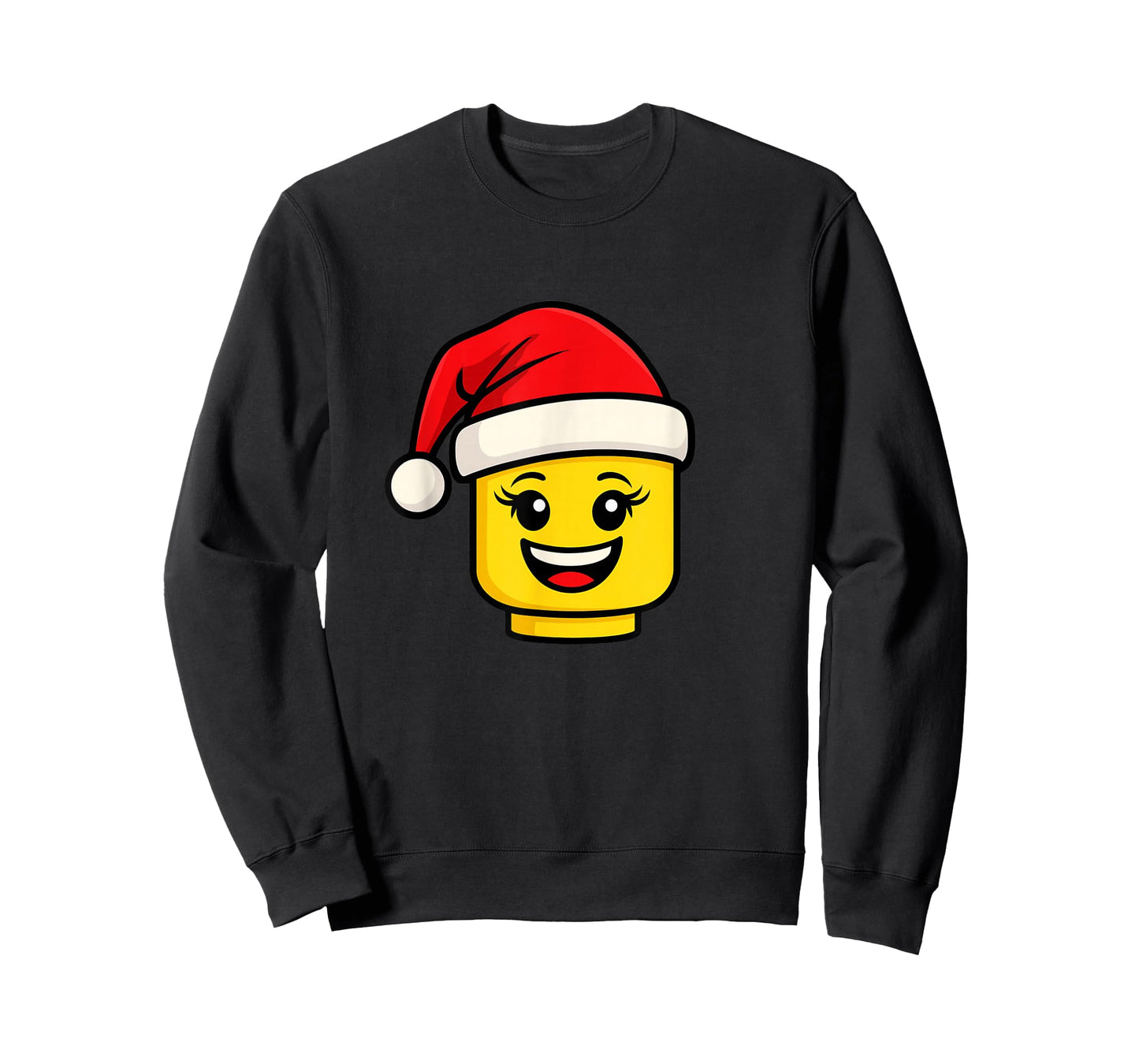 Christmas Building Bricks Head Girl Santa Hat Master Builder T-Shirt