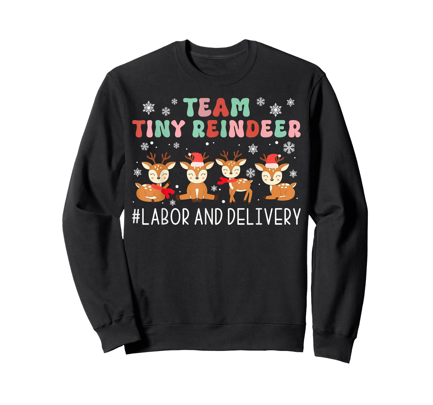 Groovy Team Tiny Reindeer Labor & Delivery Nurse Christmas T-Shirt