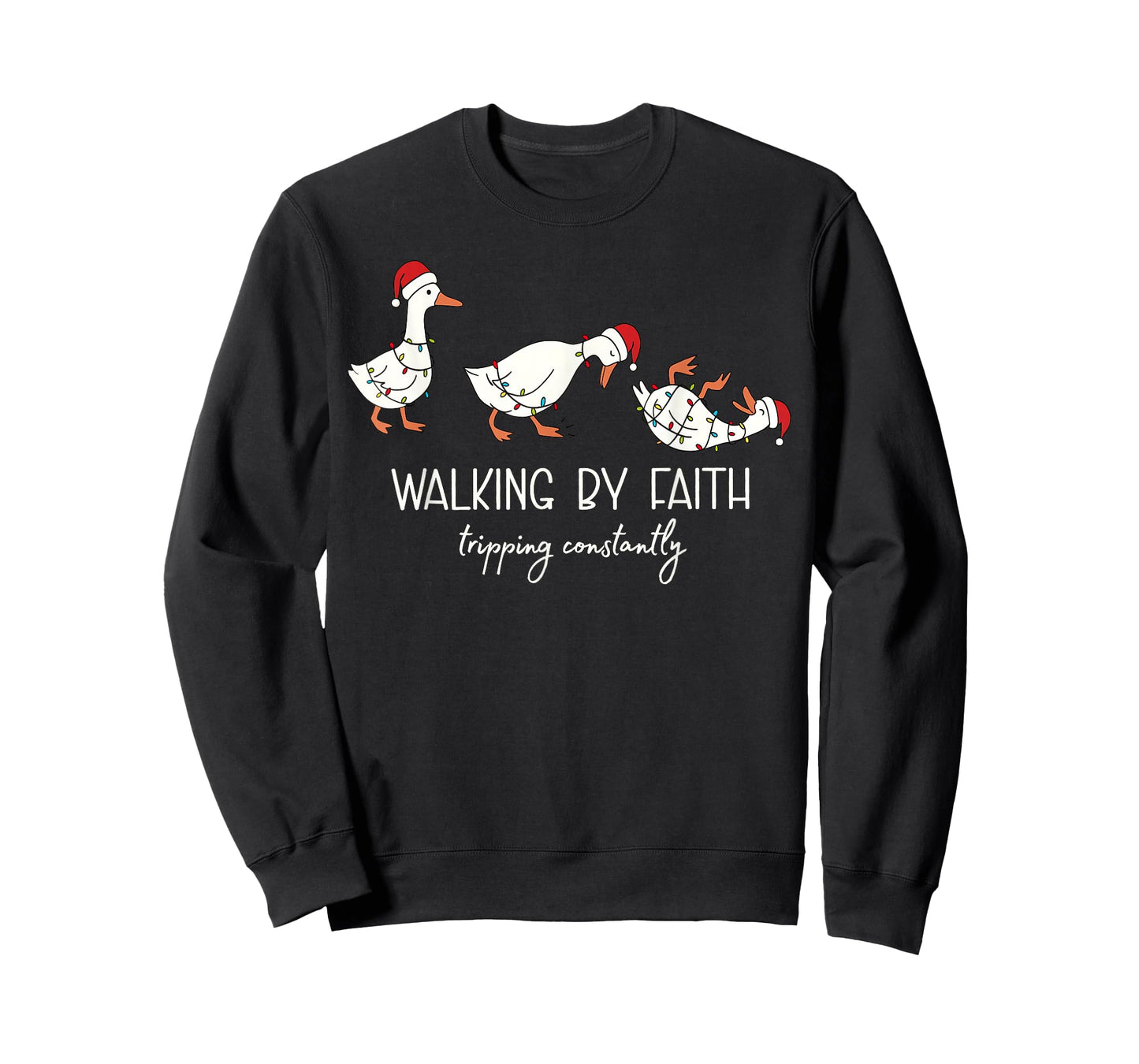 Walking by Faith Tripping Constantly Bible Christmas Goose T-Shirt