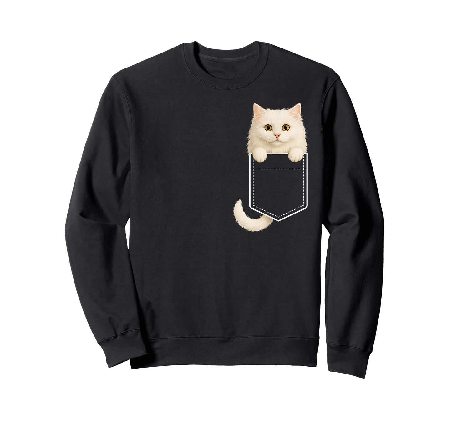 Funny Fluffy White Cat Feline Lover for Women Men Adult Kids T-Shirt