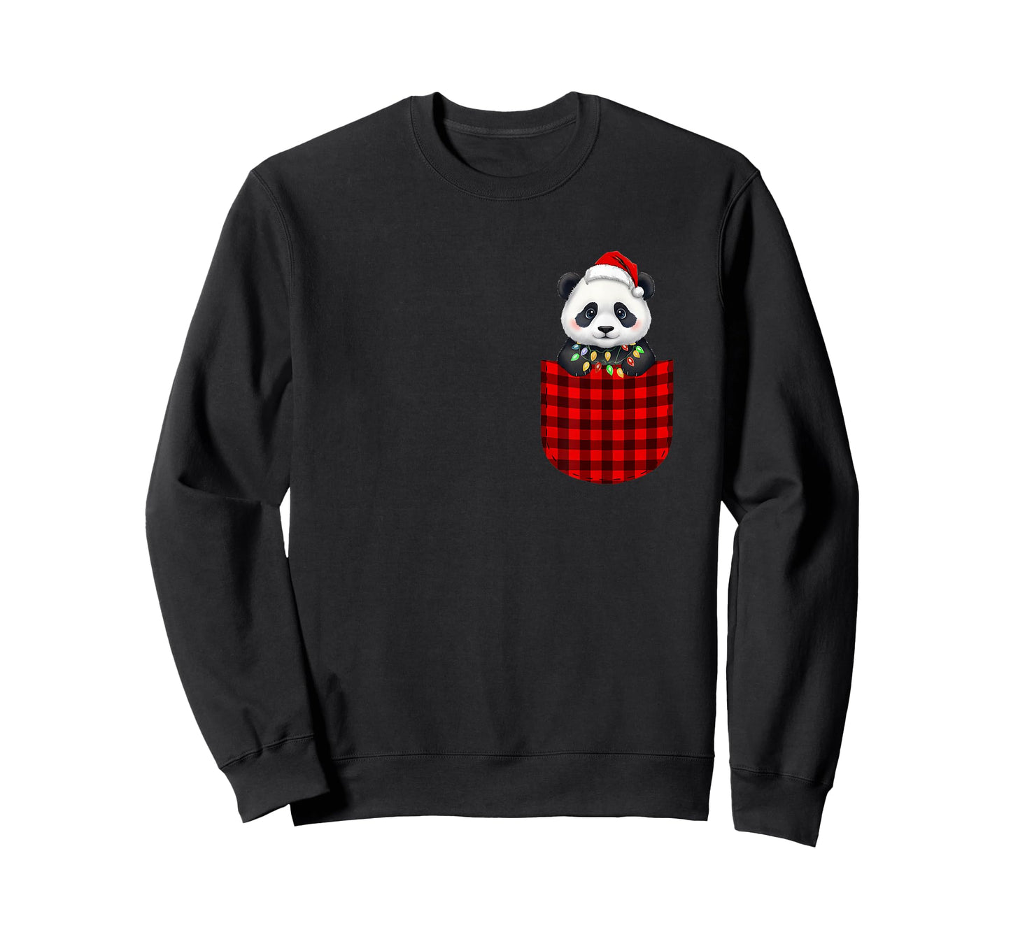 Panda Buffalo Red Plaid Pocket Christmas Funny Men Women T-Shirt