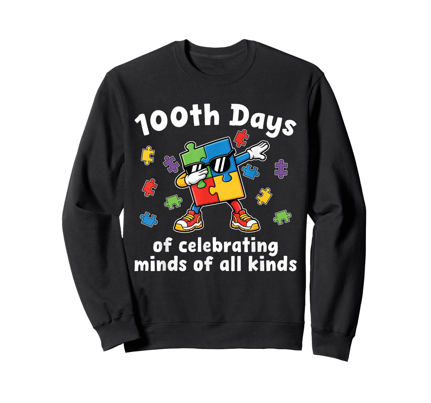 Autism 100 Days of School Teacher Dab Art for Men Women Kids T-Shirt