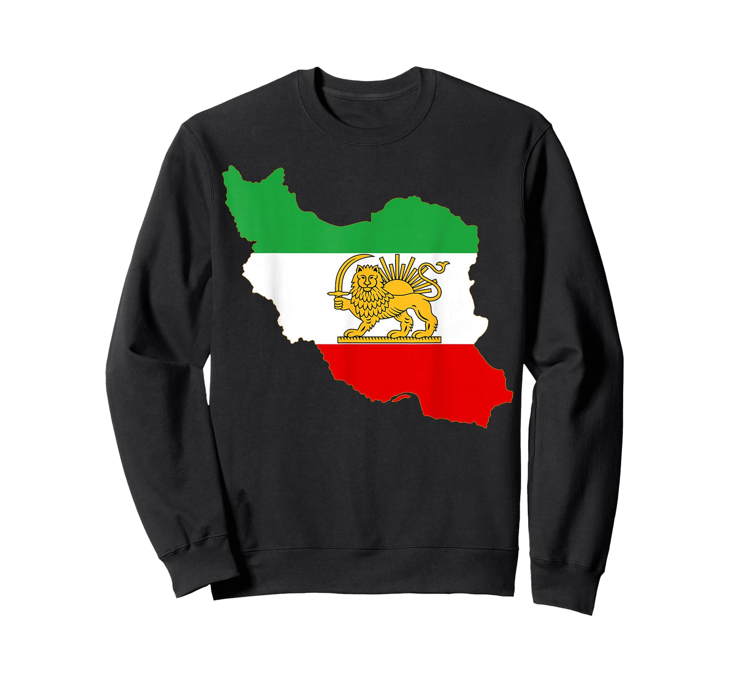 Iran Map with Lion and Sun Emblem, Persian Flag T-Shirt