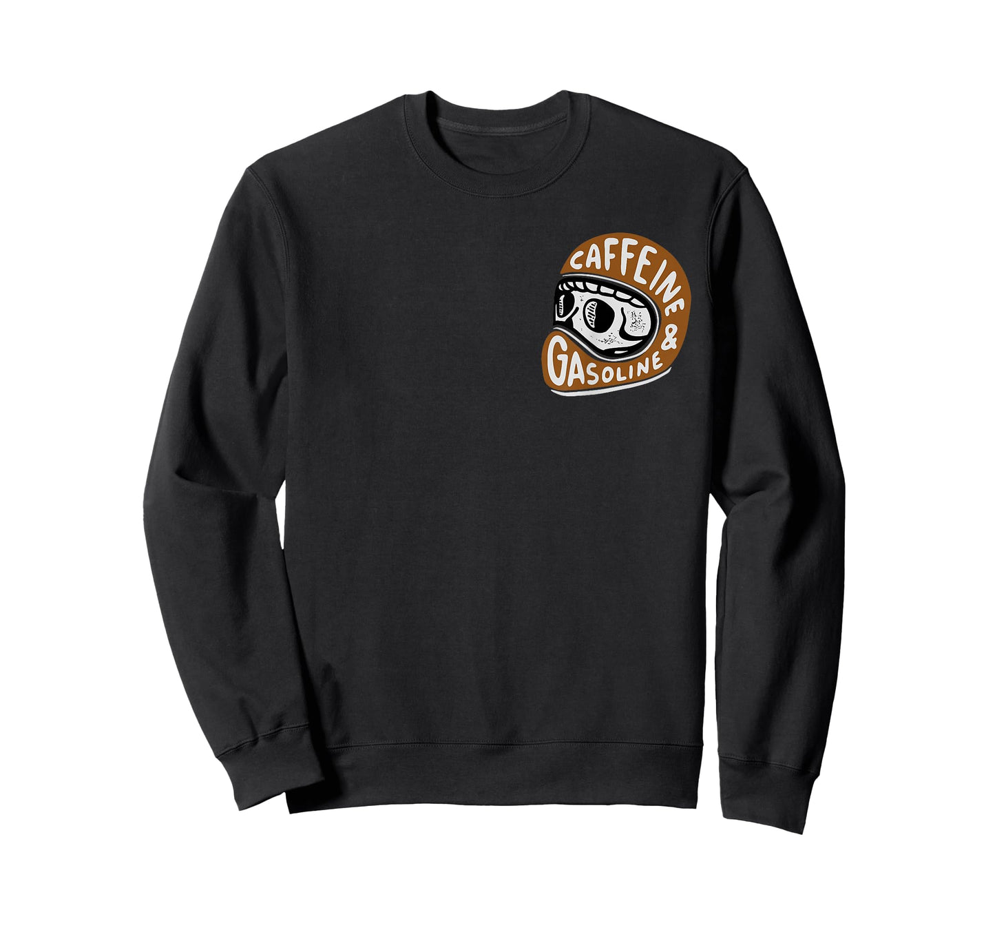 Caffeine and Gasoline Black Motorcycle Themed T-Shirt
