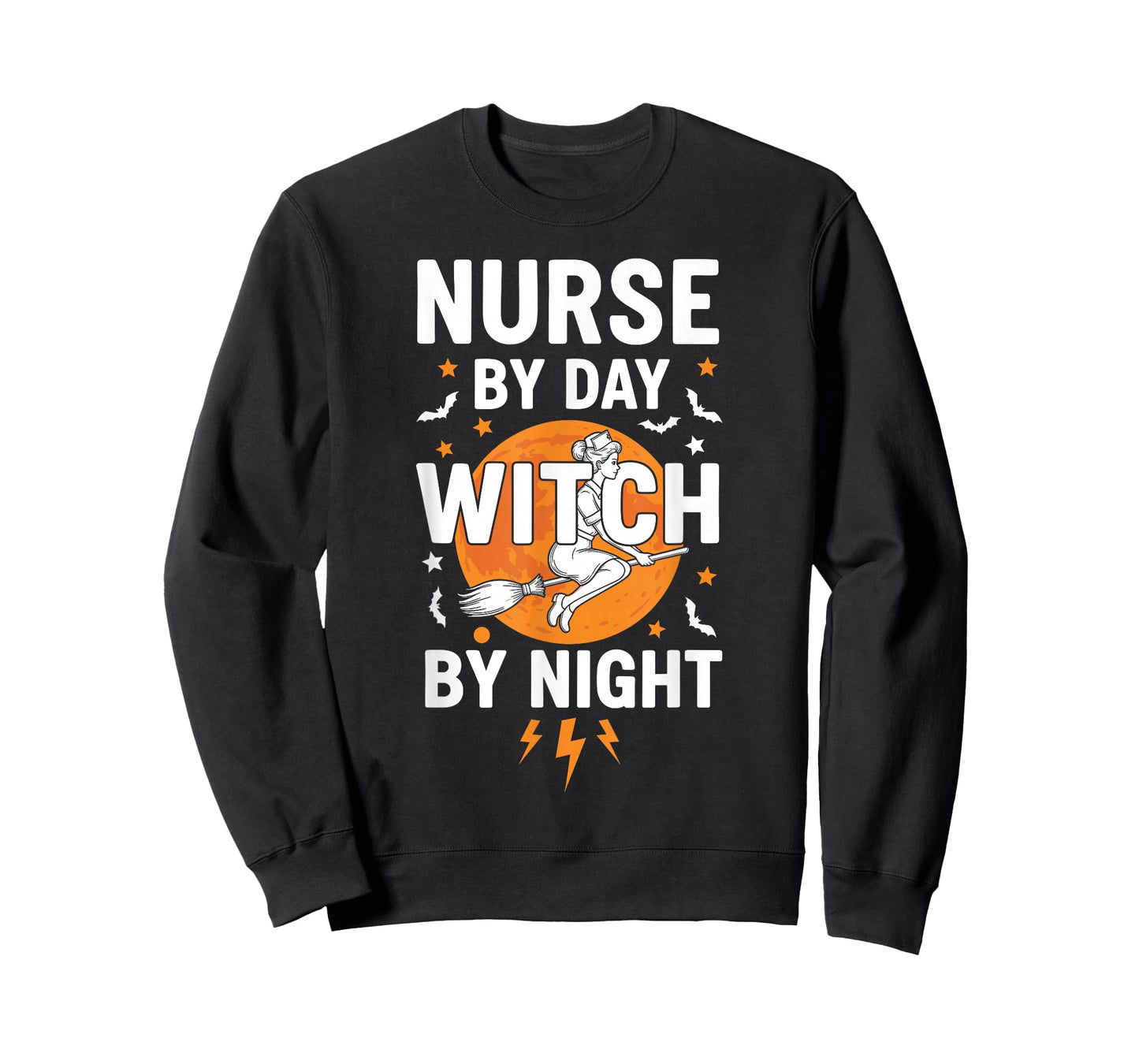 Nurse by Day Witch by Night Funny Halloween Spooky Season T-Shirt