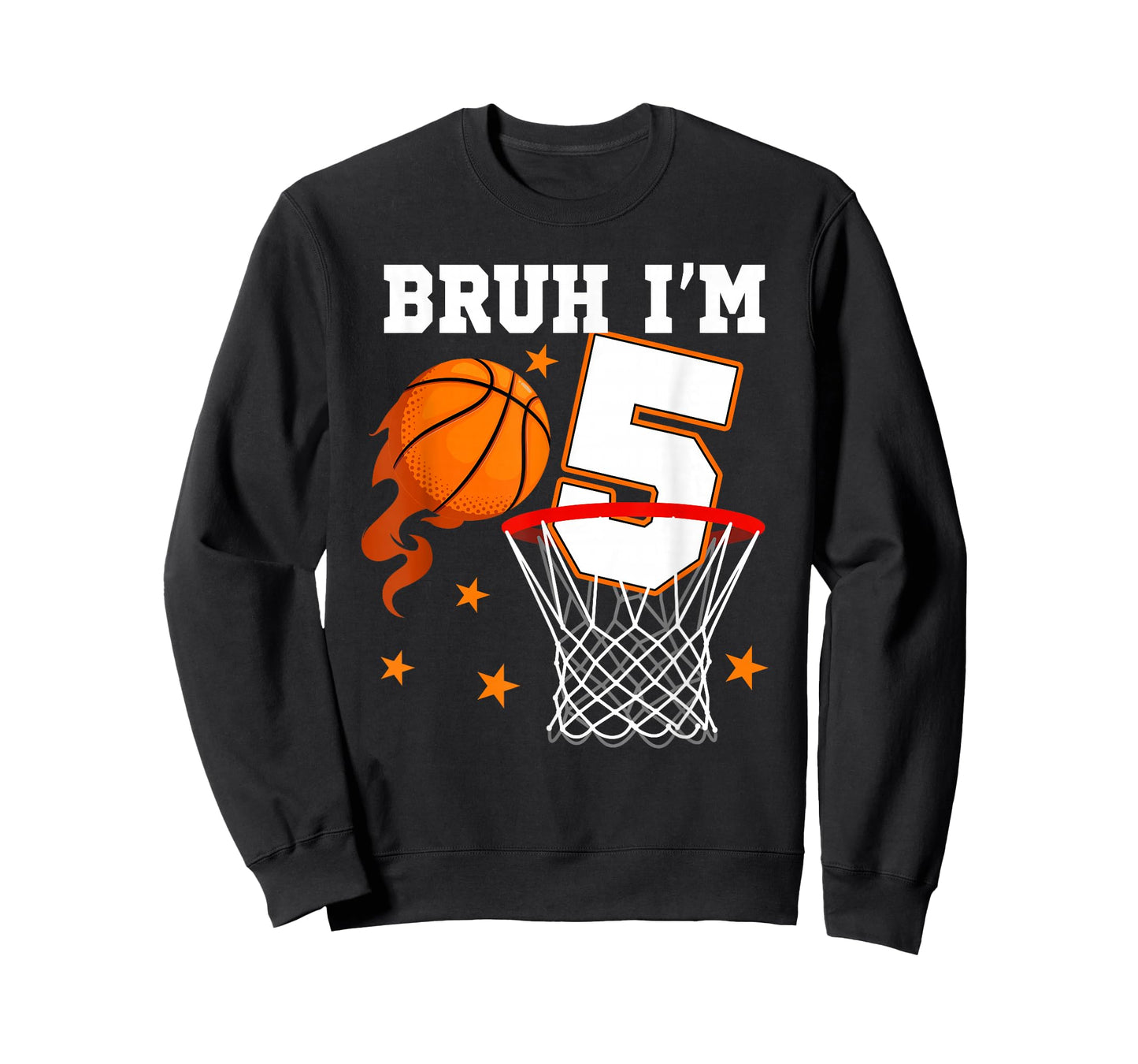 Bruh I'm 5 Year Old Birthday Basketball Themed Party 5th T-Shirt