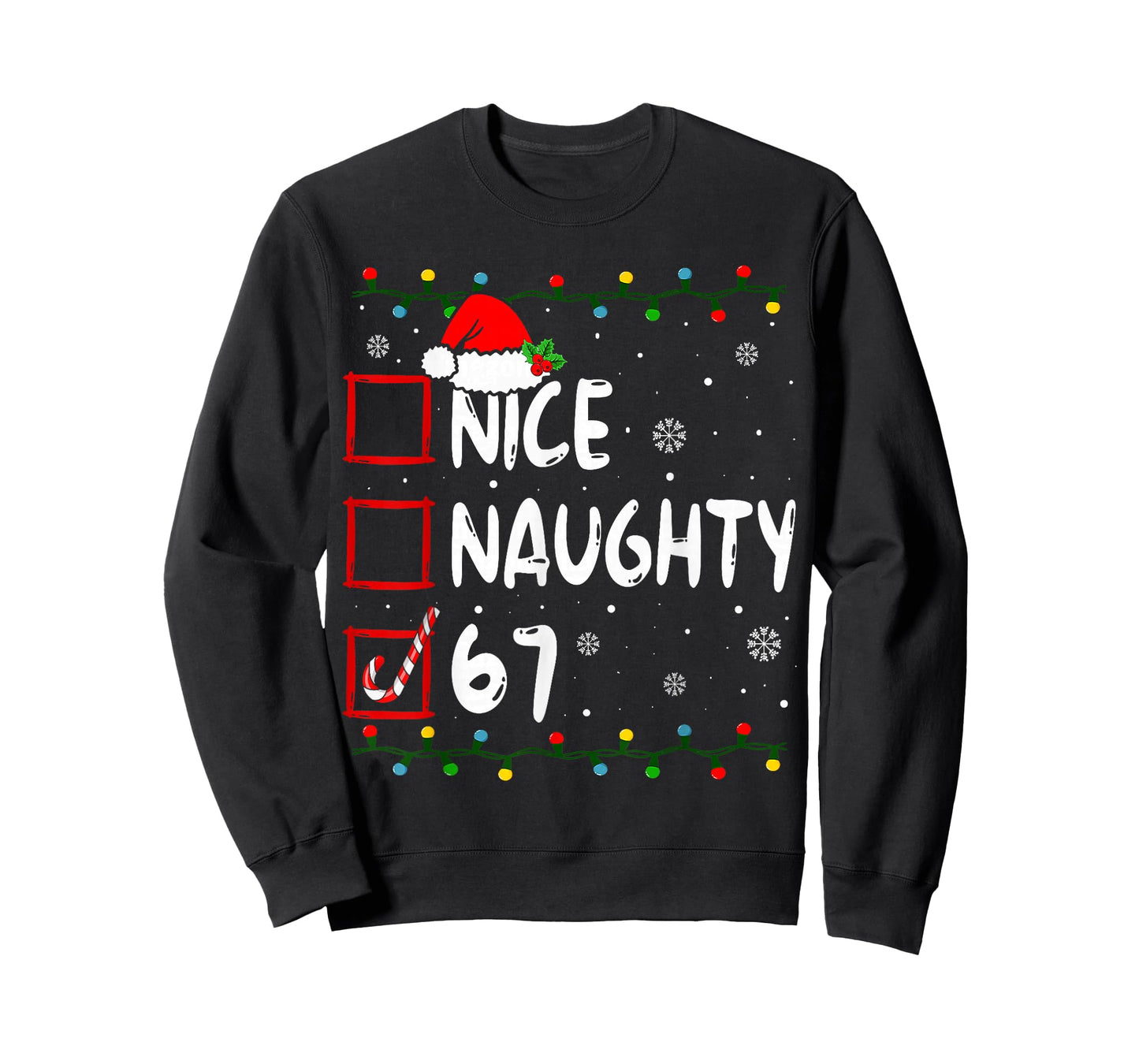Nice Naughty 6 7 Meme 67 Christmas Six Seven Xmas Boys Kids T-Shirt