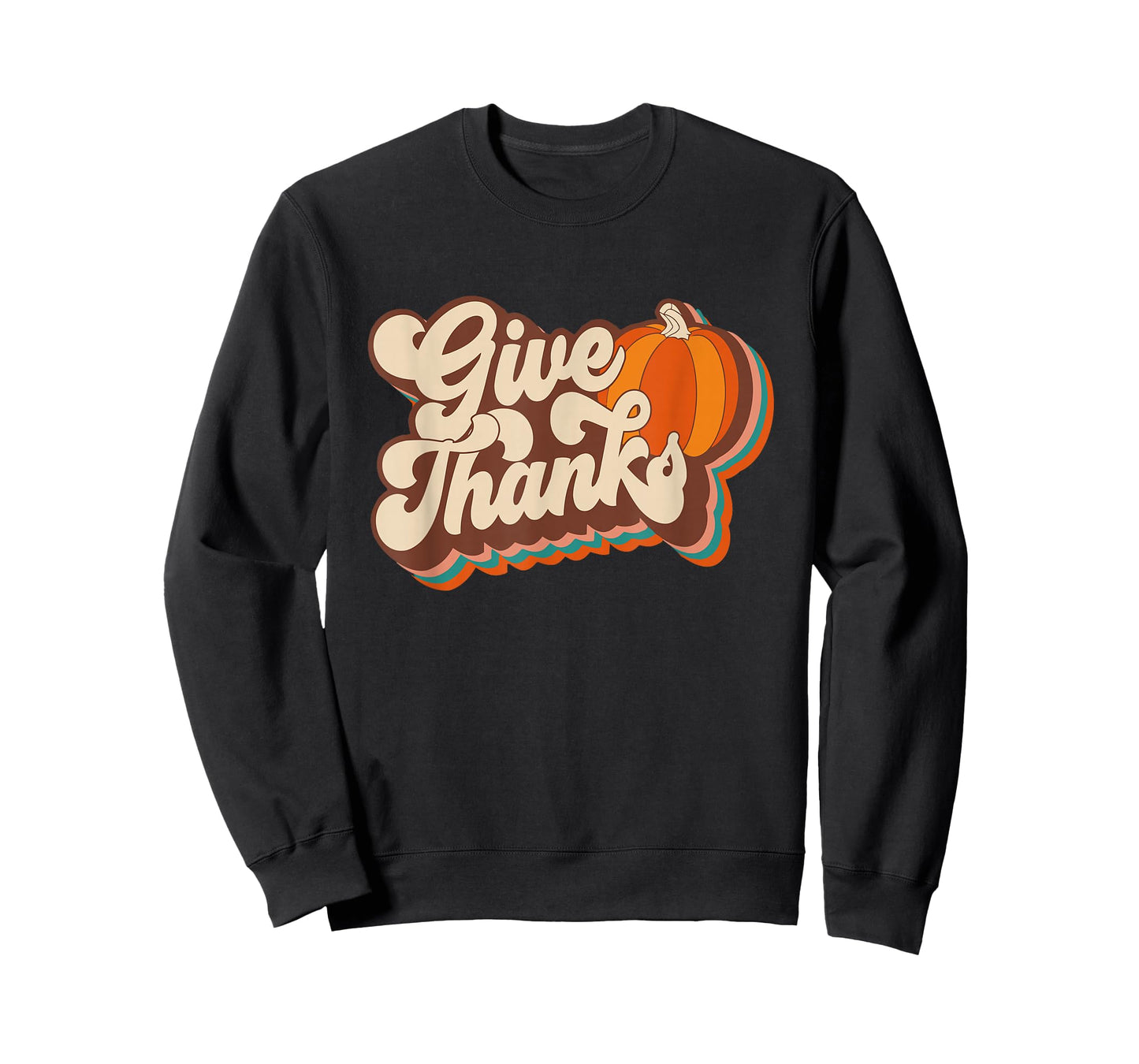 70s Style Groovy Retro Give Thanks Pumpkin Fall Aesthetic T-Shirt