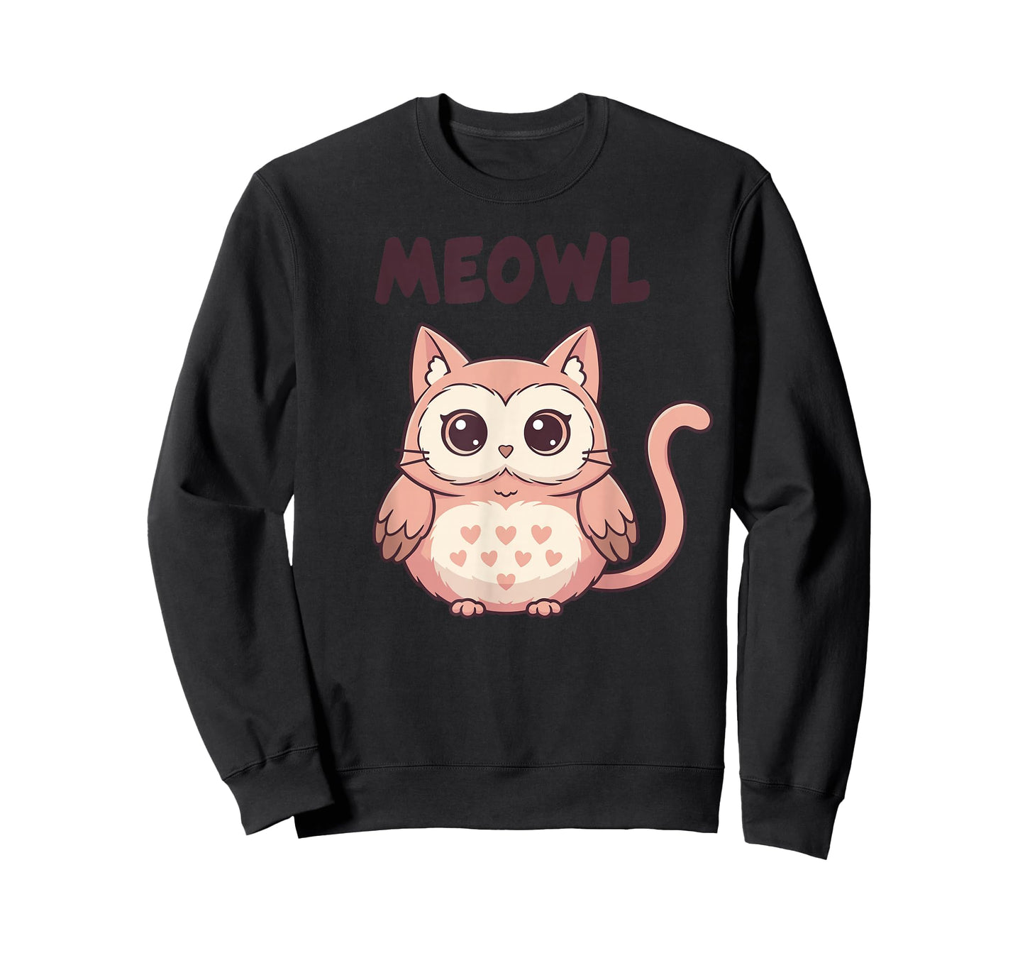 Funny Cat Meme Shirt Women Kids, Cute Owl Cat Meowl T-Shirt