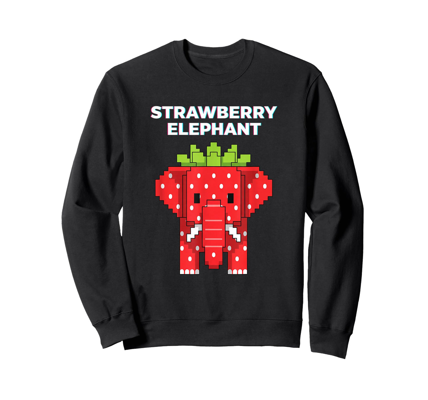 Strawberry Elephant Pixel Art Cute Jungle Animal Funny Kids T-Shirt