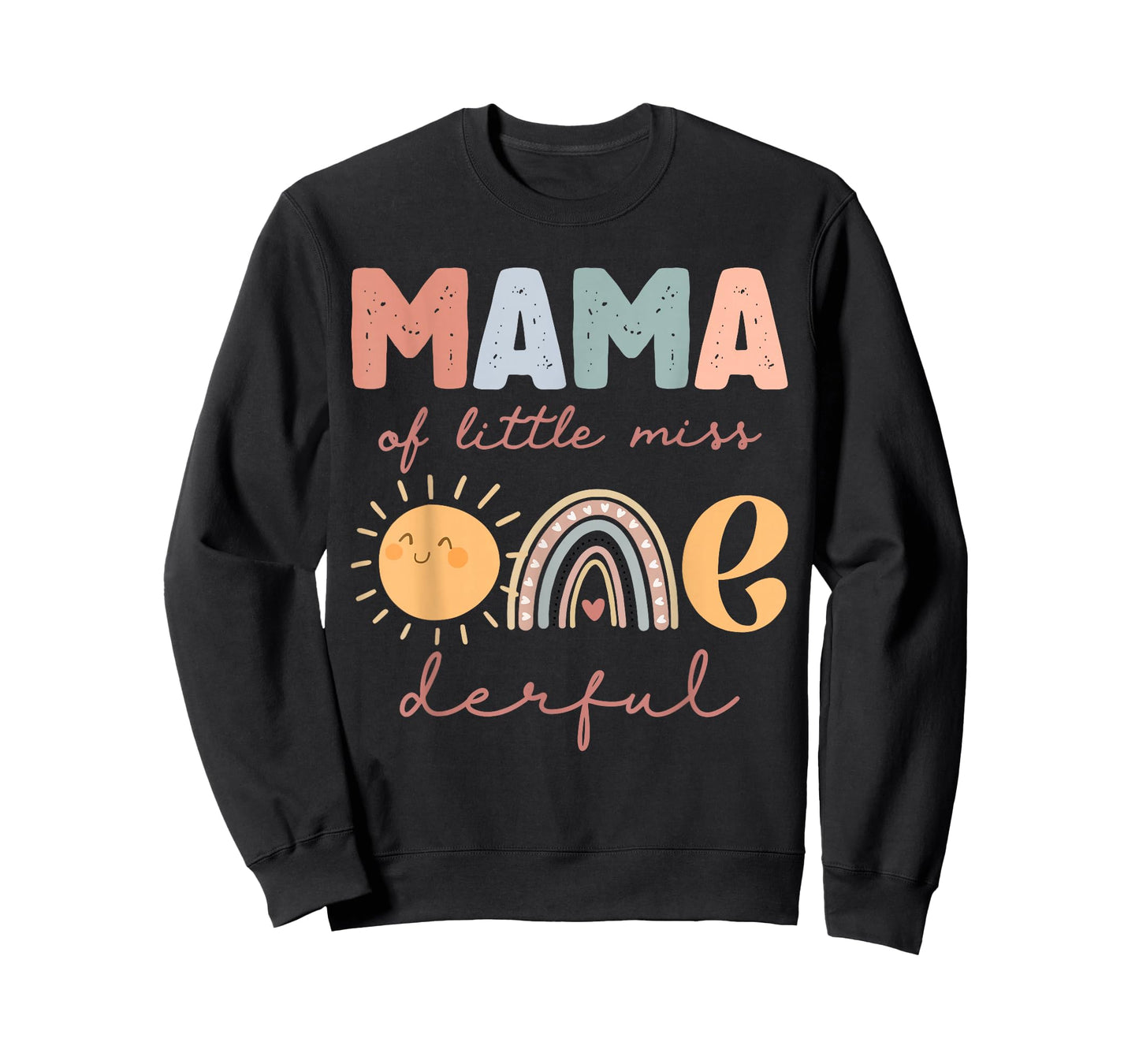 Mama of Little Miss Onederful First Birthday Boho Rainbow T-Shirt