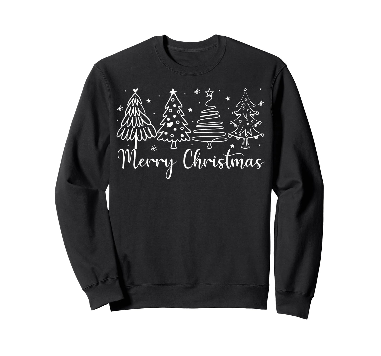 Merry Christmas Outline Xmas Tree for Family Men Women Kids T-Shirt