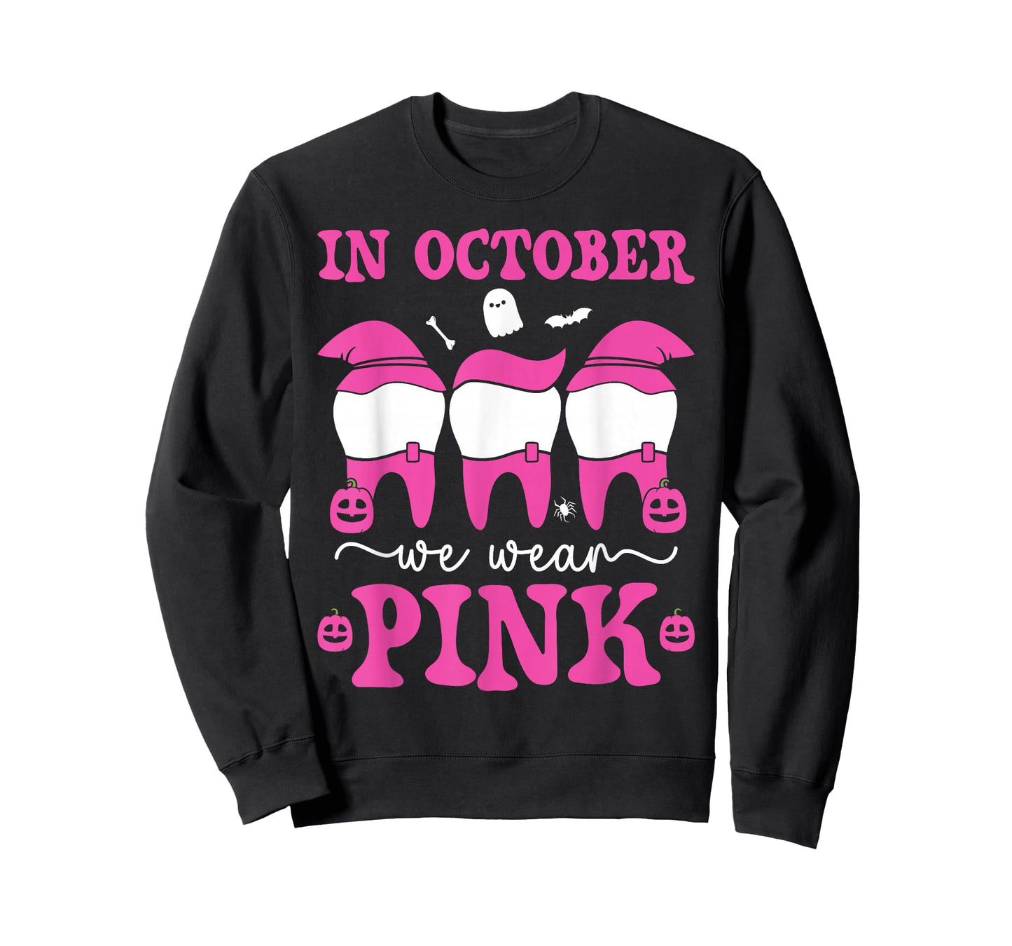 Halloween Breast Cancer Dentist in October We Wear Pink T-Shirt