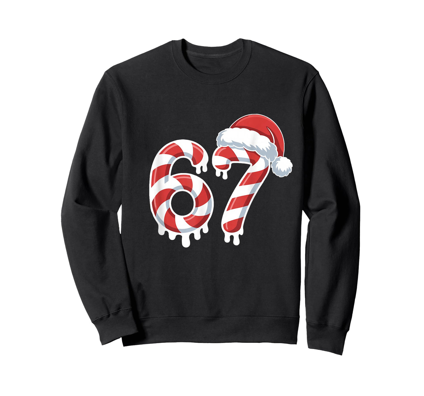 Melting Candy Cane Christmas 6 7 Meme Santa Hat Holiday T-Shirt