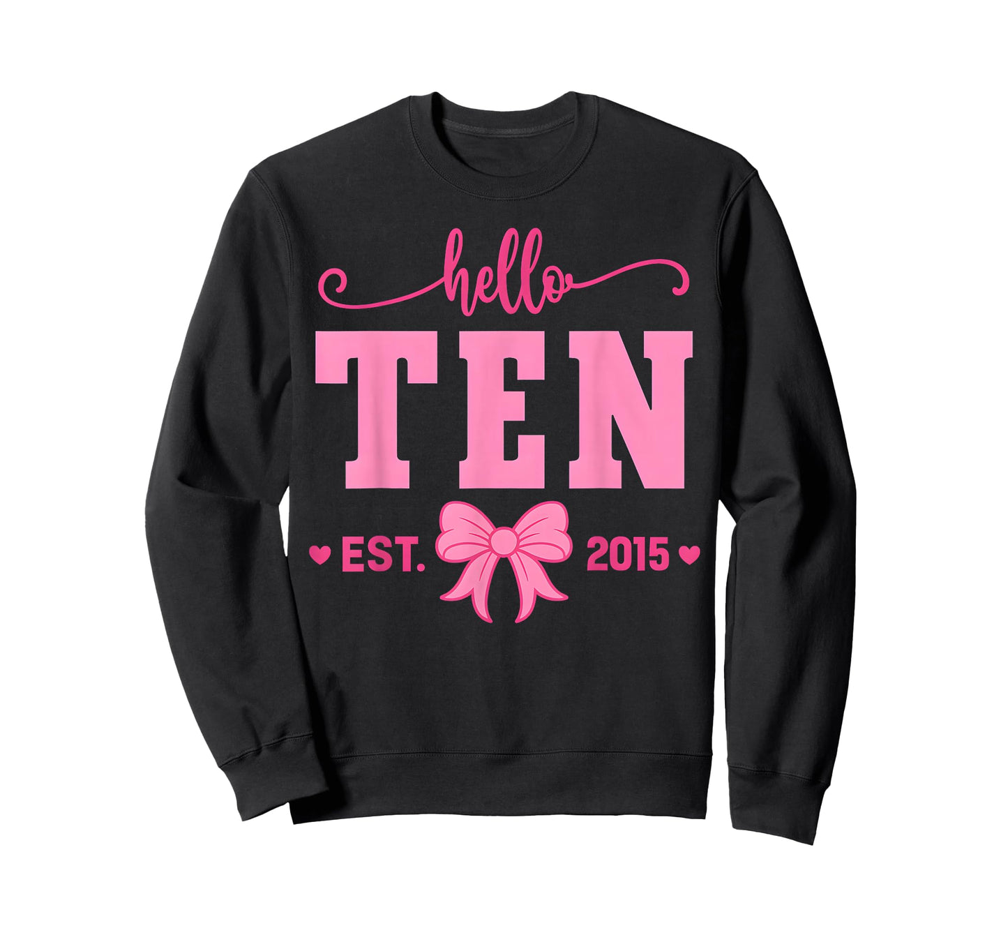 Hello Ten Est 2015 Coquette Bow 10th Birthday Girl T-Shirt
