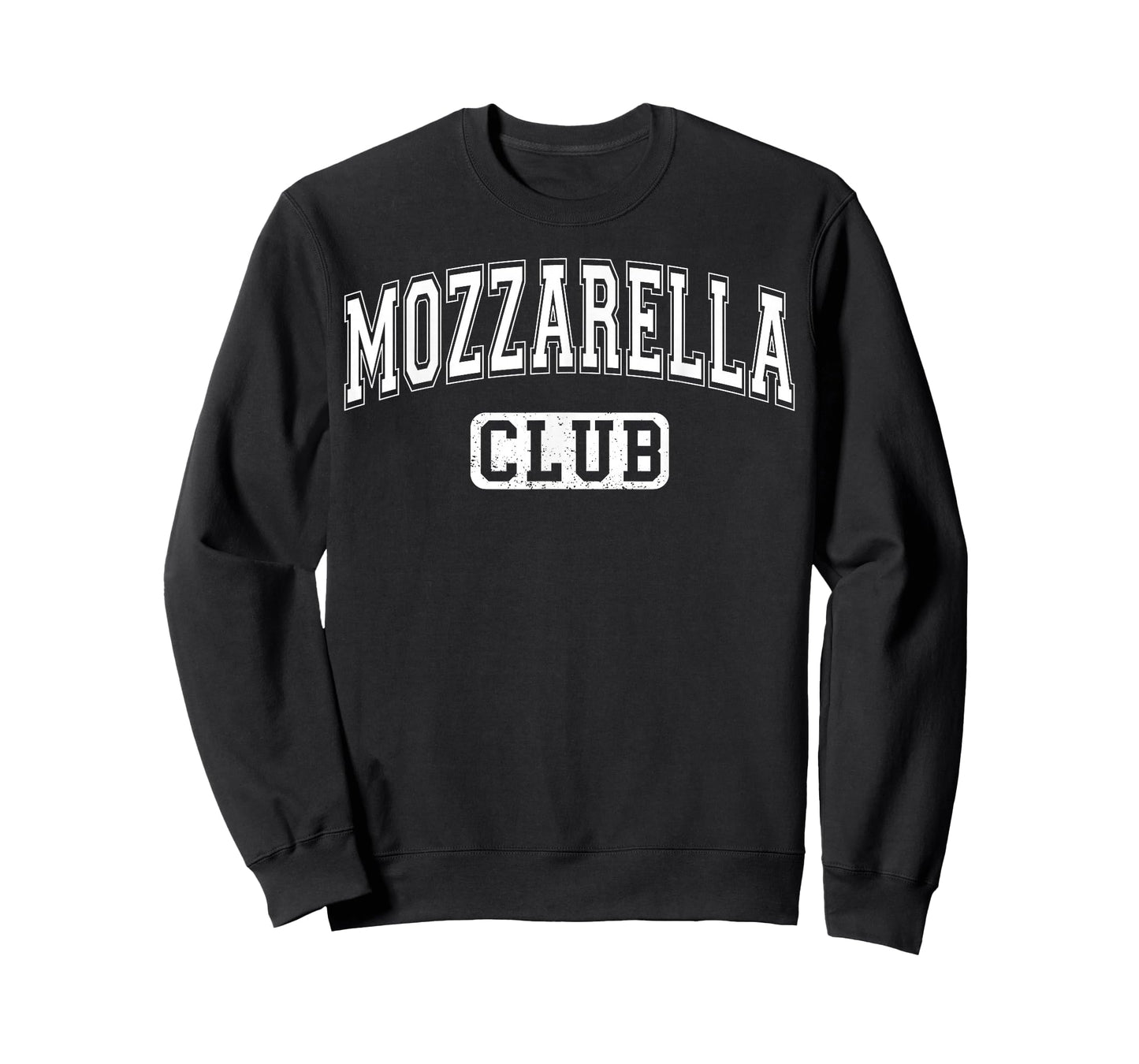 Mozzarella Club Varsity Arched Letters Funny Cheese T-Shirt
