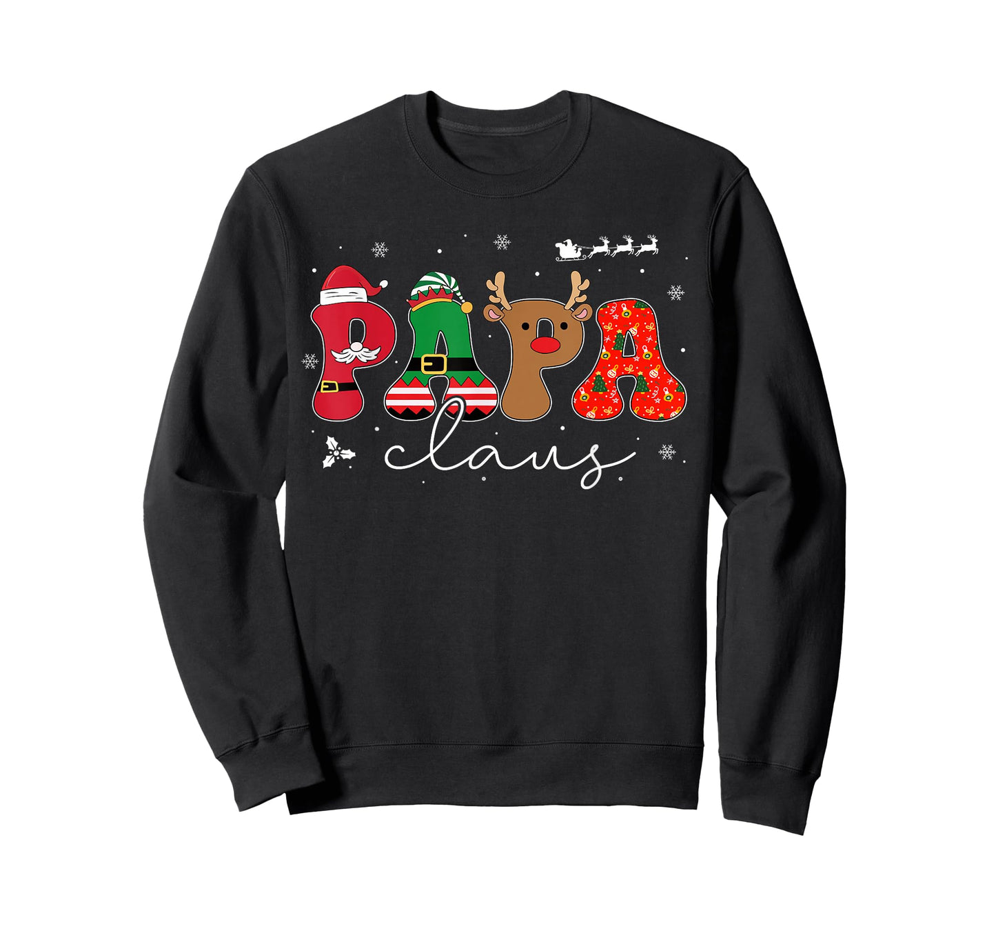 Papa Claus Shirt Christmas Lights Pajama Family Matching T-Shirt