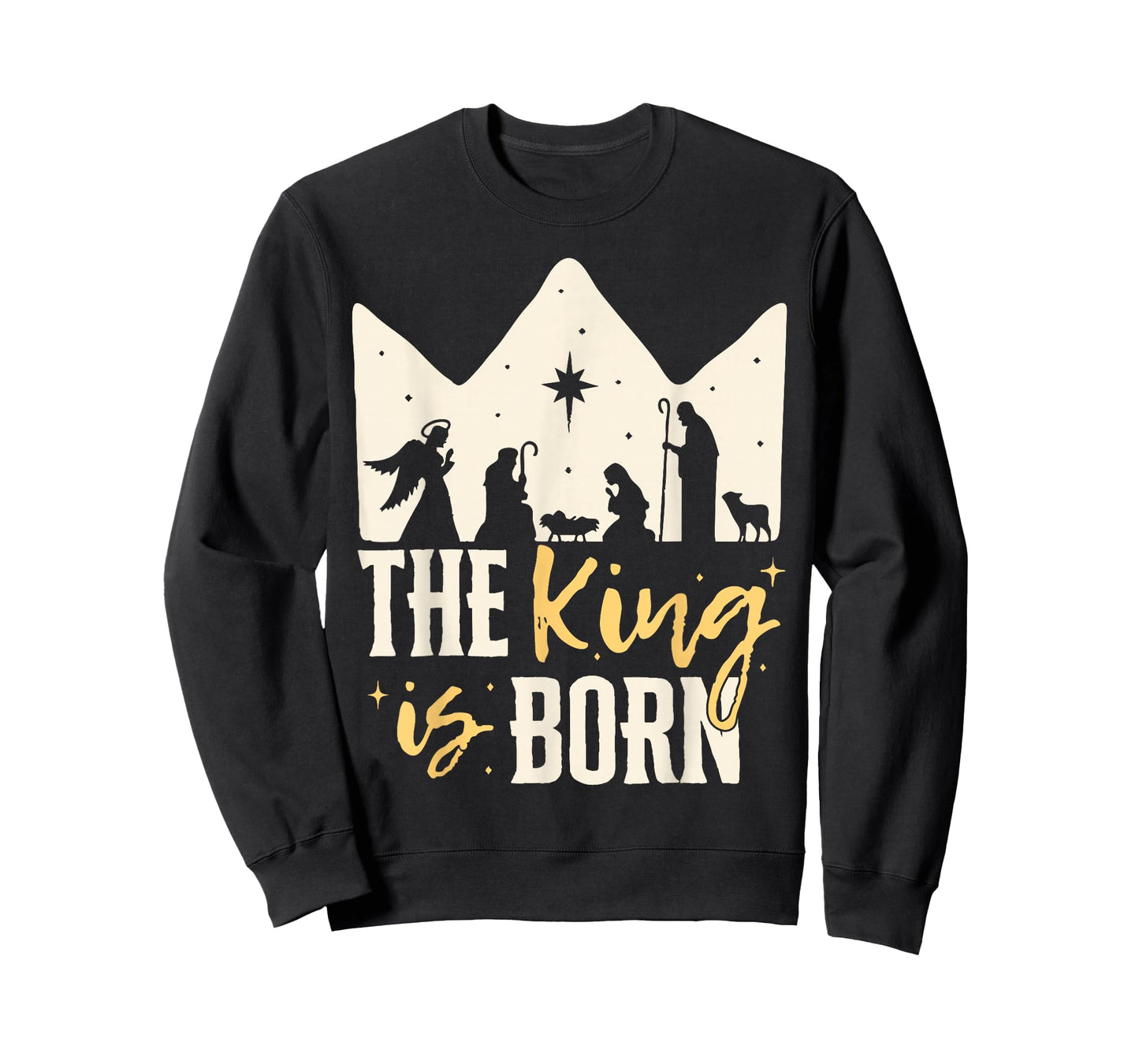Retro The King is Born Jesus Christ Nativity Scene Christian T-Shirt