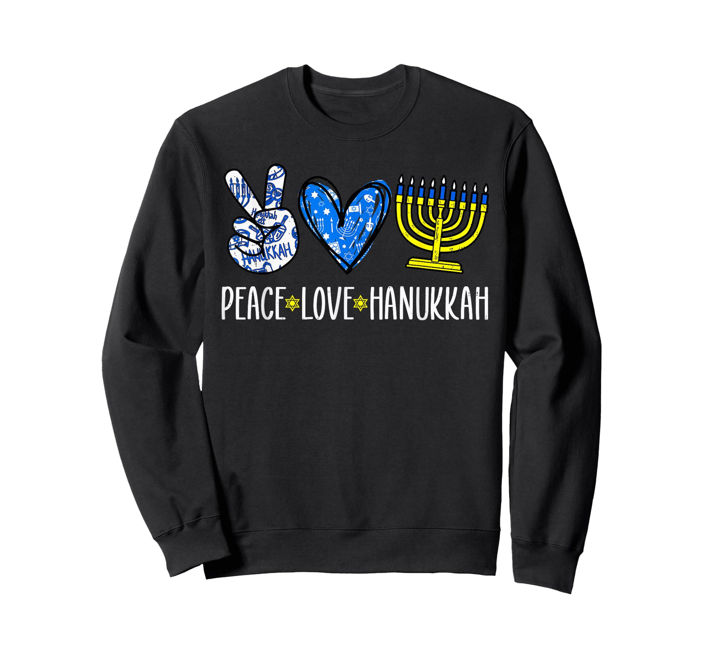 Peace Love Hanukkah Jewish Menorah Chanukah Womens Girl Kids T-Shirt