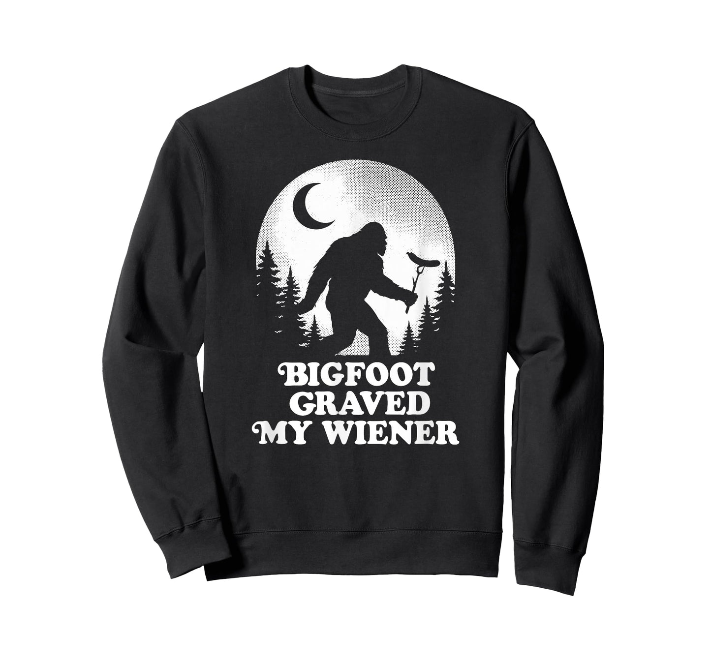 Funny Bigfoot Grabbed My Wiener Retro Sasquatch Moon T-Shirt