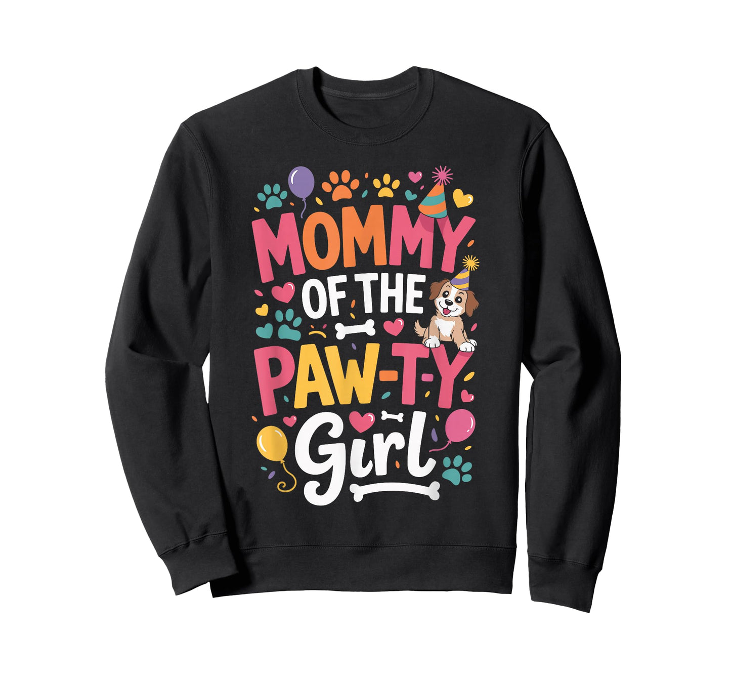 Mommy of The Paw-ty Girl Cute Dog Birthday Mom Party Graphic T-Shirt