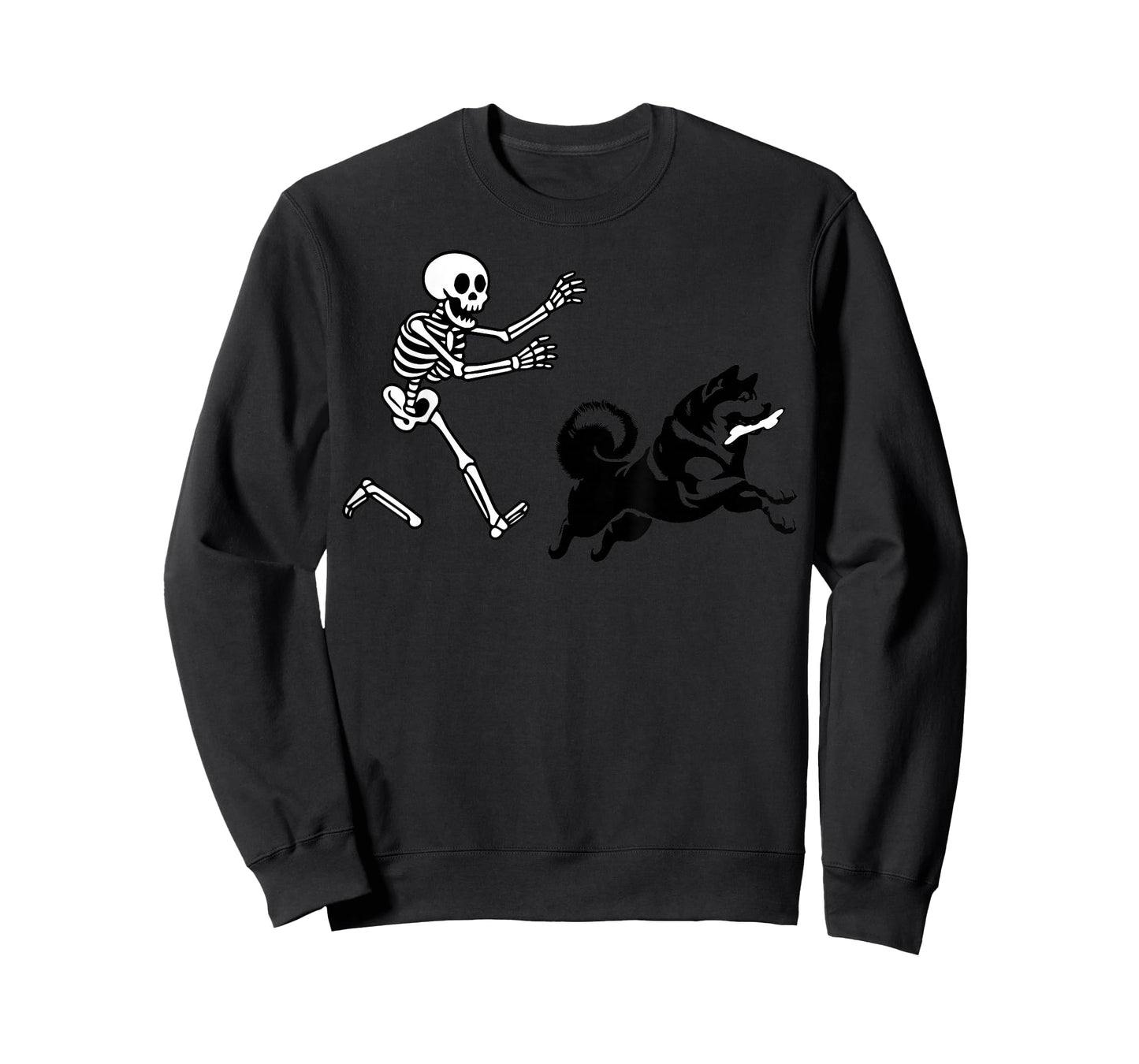 Funny Akita Running Skeleton Halloween T-Shirt