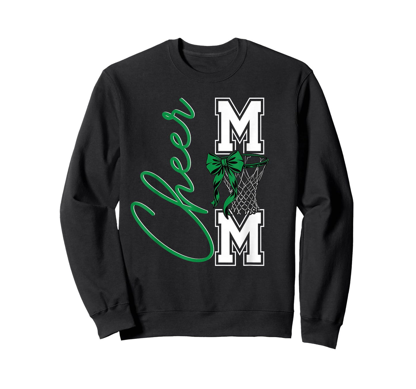 Basketball Game Cheerleading Sport Cheer Mom Mama Bow Green T-Shirt
