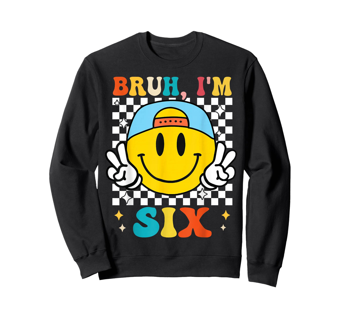 Bruh I'm Six 6 6th Birthday Groovy Boys Girls 6 Years Old T-Shirt
