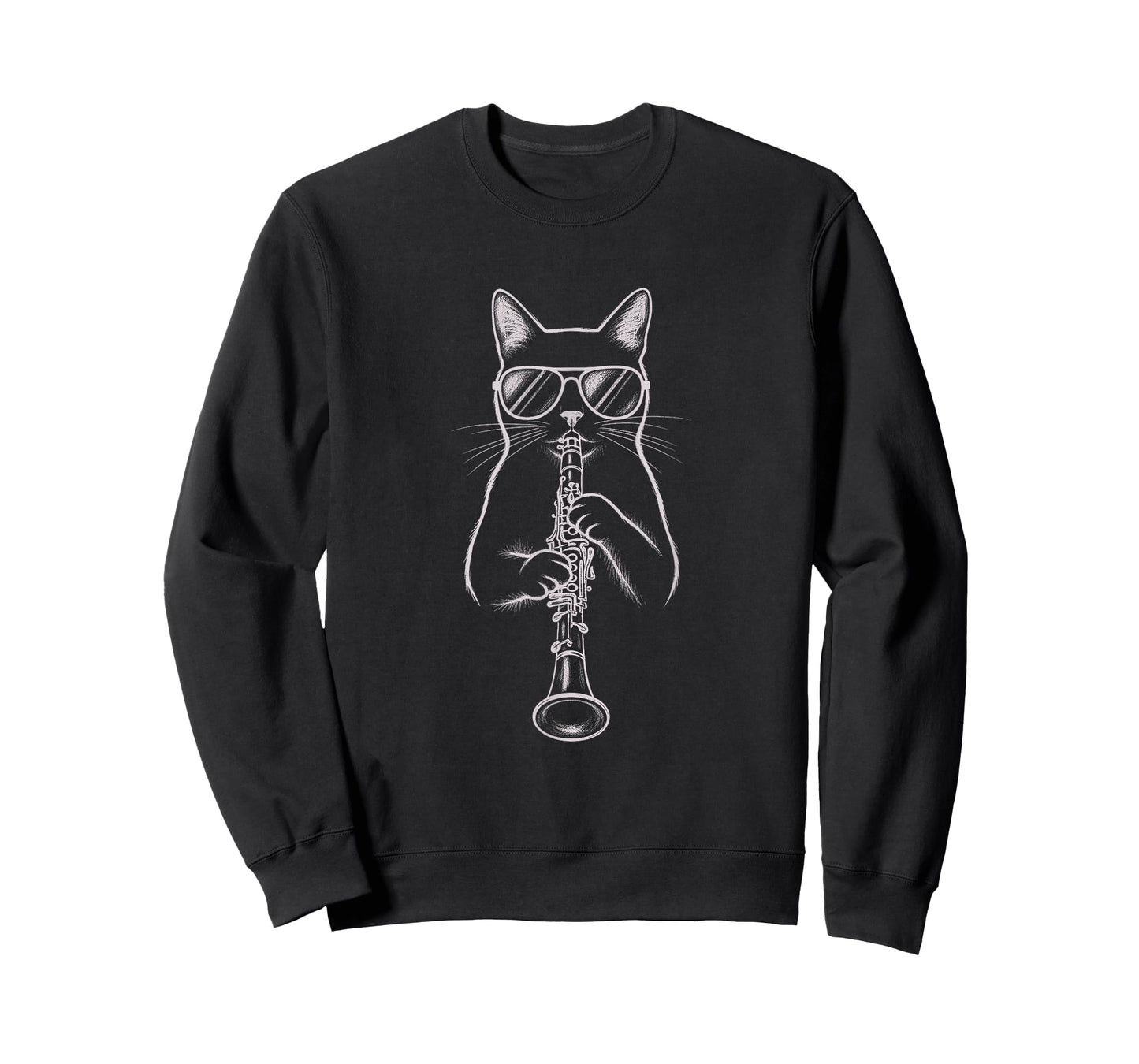 Cat Playing Clarinet Art Design T-Shirt