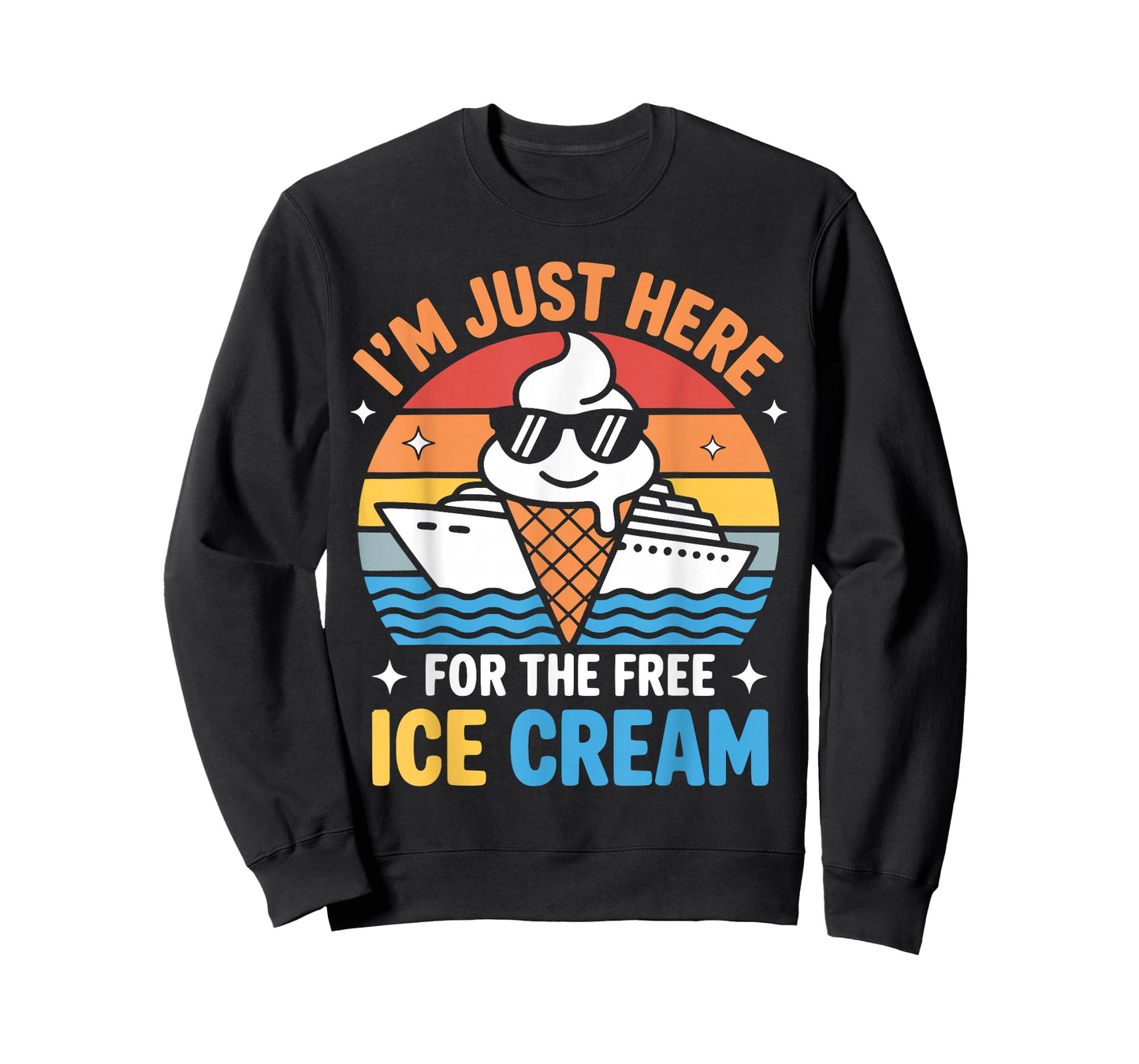 Just Here for Free Ice Cream Funny Cruise Travel Matching T-Shirt