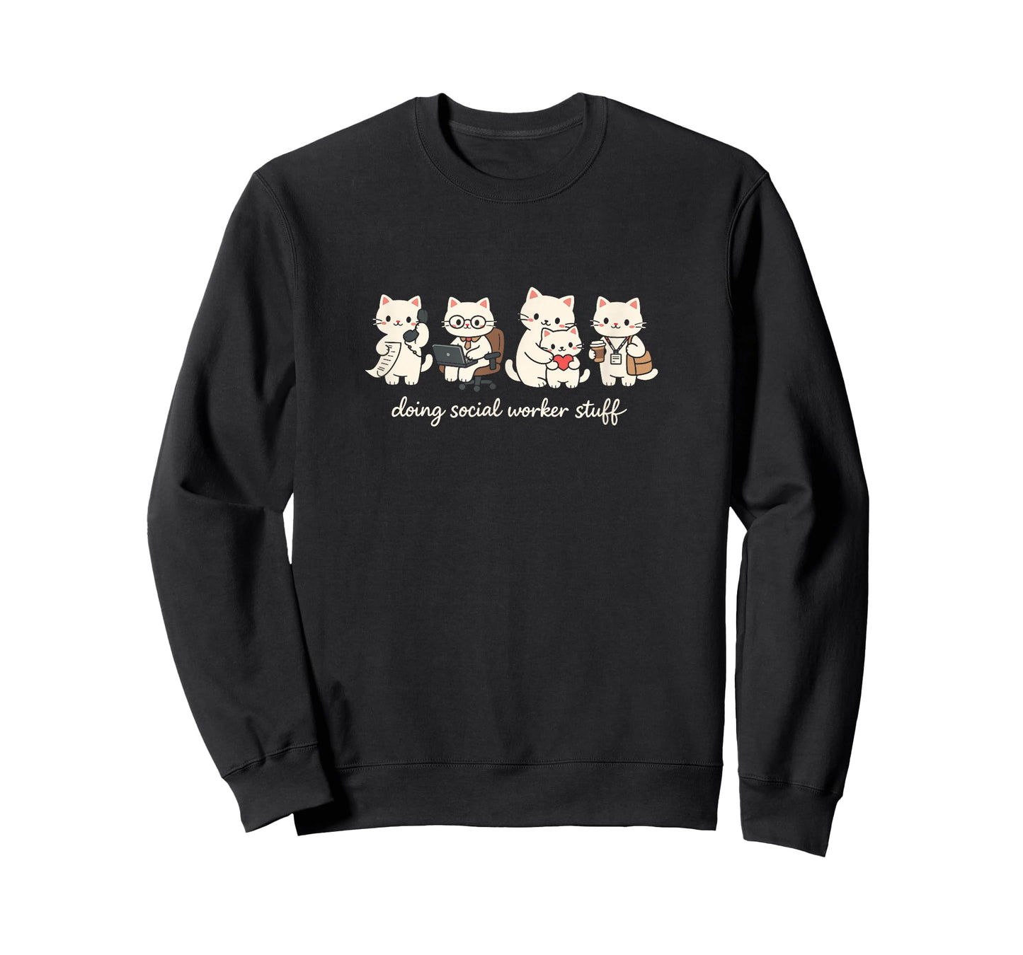 Cute Cat Doing Social Worker Stuff Mental Health Worker T-Shirt