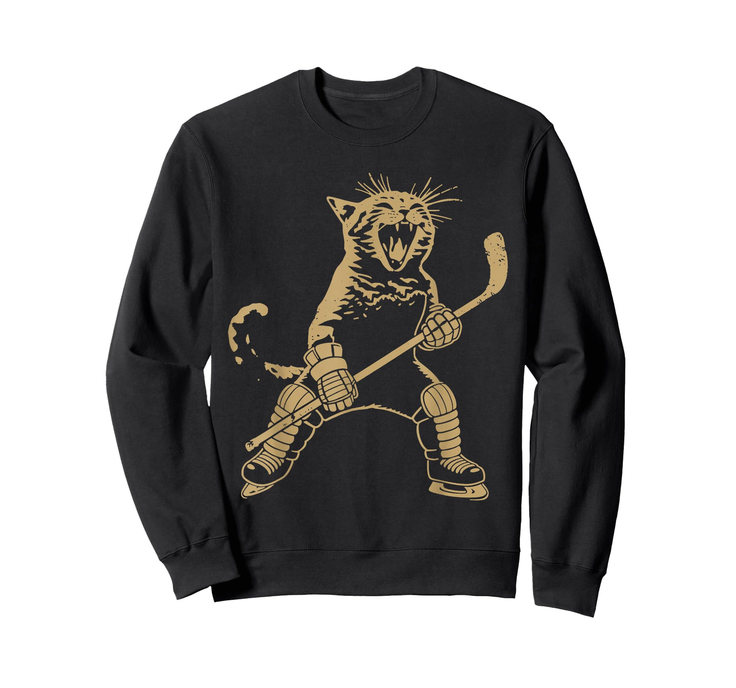 Cat Playing Hockey On Ice Fun Sports Cat Fan Vintage Design T-Shirt