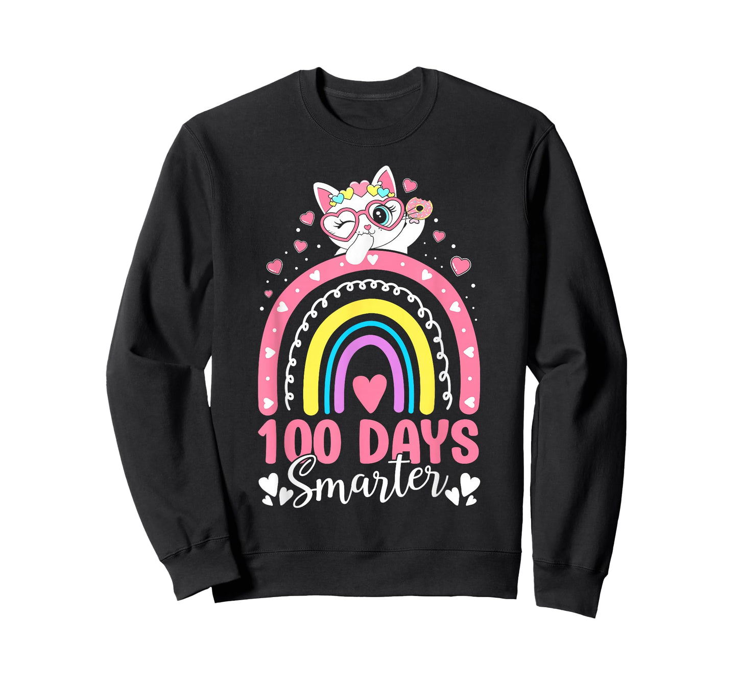100 Days of School Kids Kitten Cat 100th Day of School Girls T-Shirt
