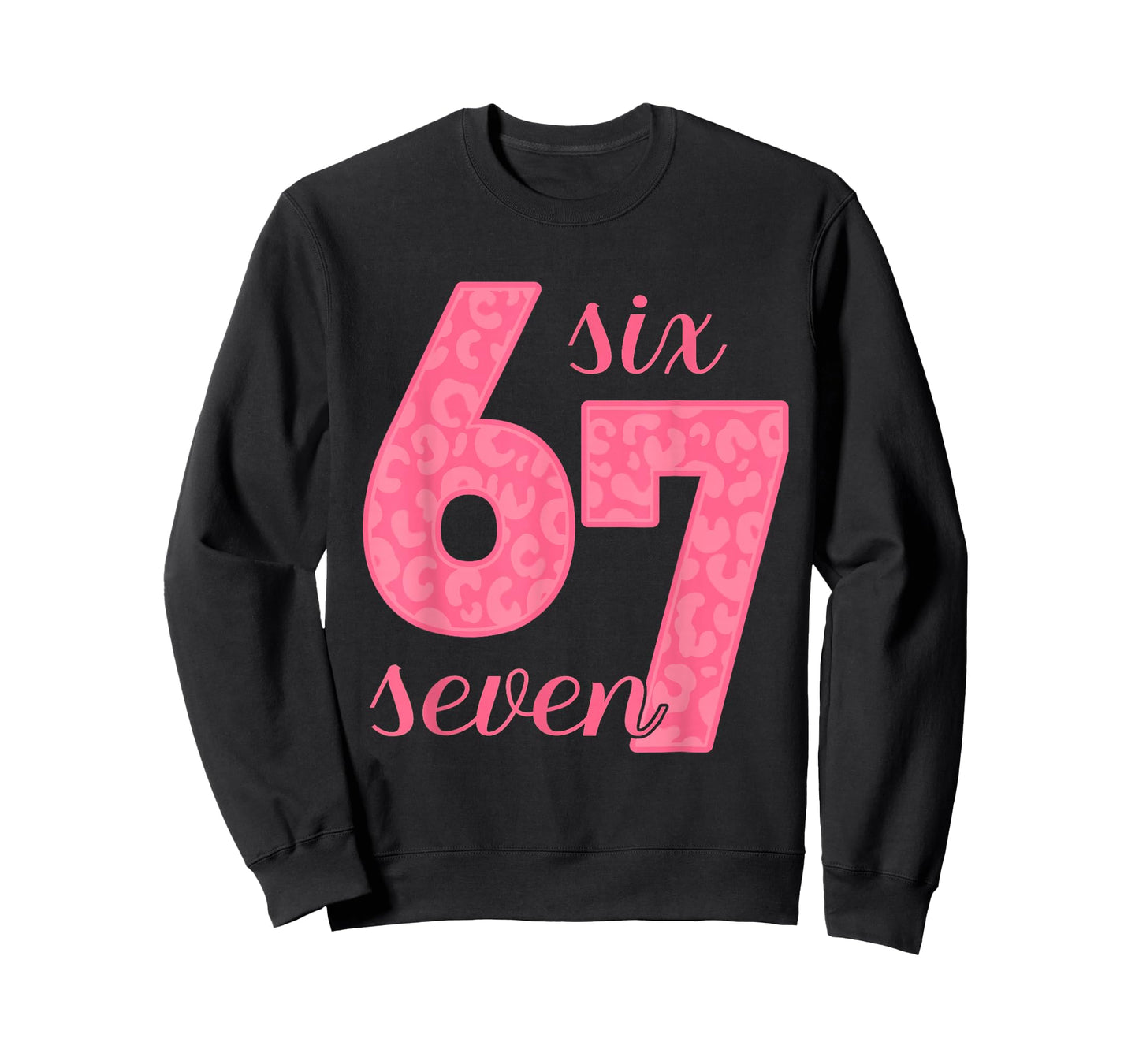 Six Seven Meme 6-7 Number Leopard Pink Gen Z Gen Alpha T-Shirt