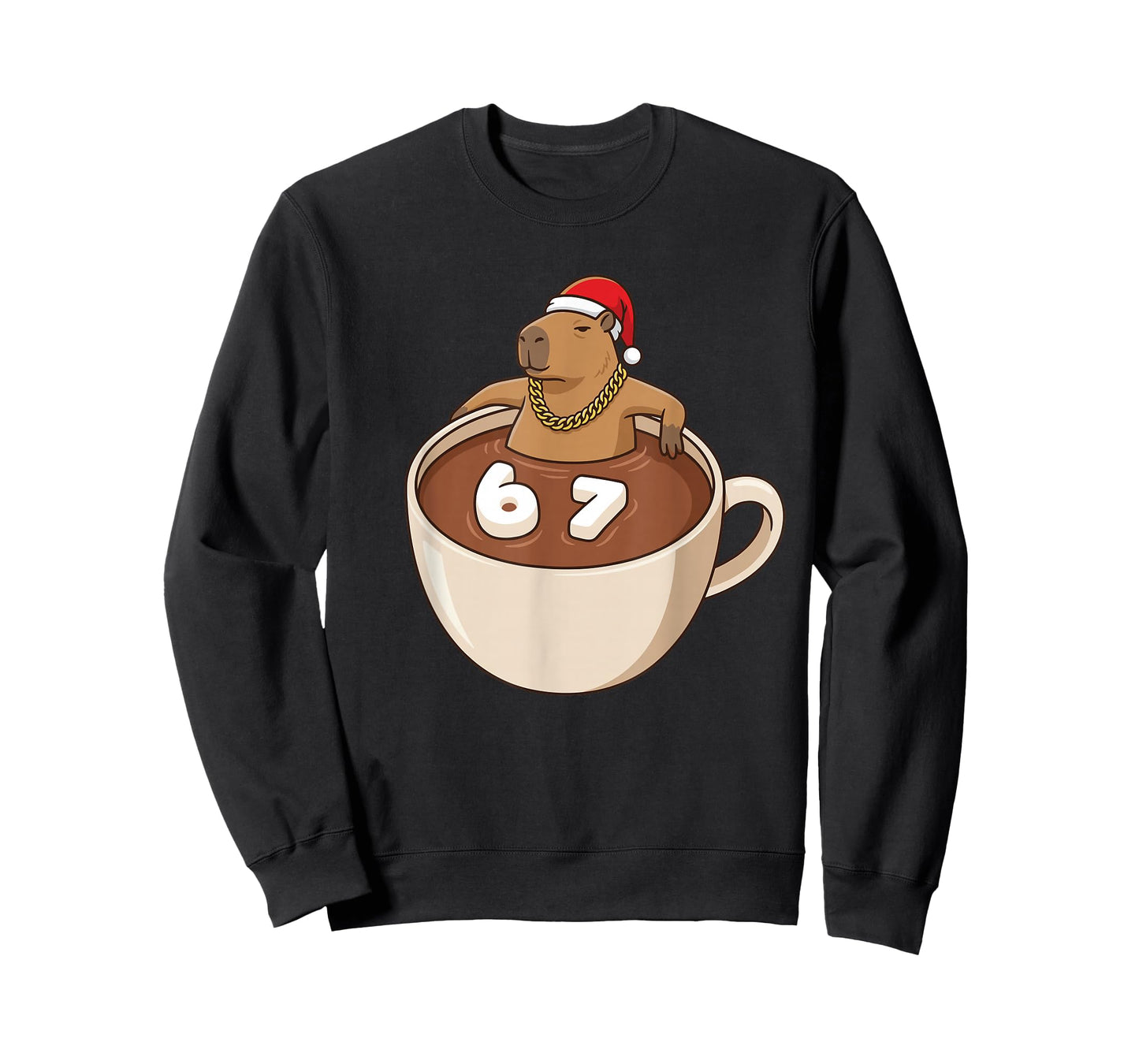 Chill Capybara Christmas Hot Cocoa 67 Marshmallow Six Seven T-Shirt
