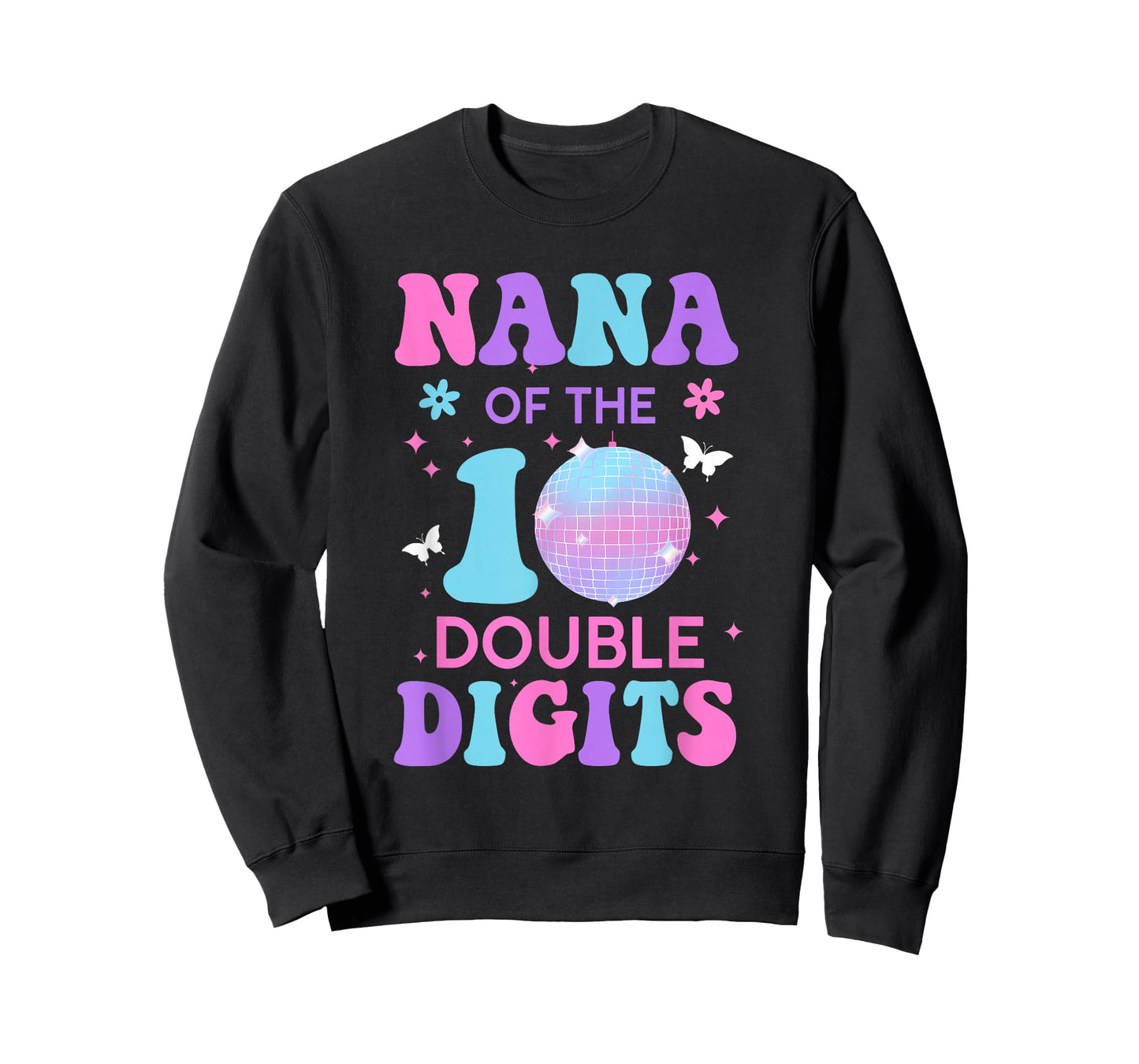 Nana of The Birthday Girl Double Digits Disco Ball 10th T-Shirt