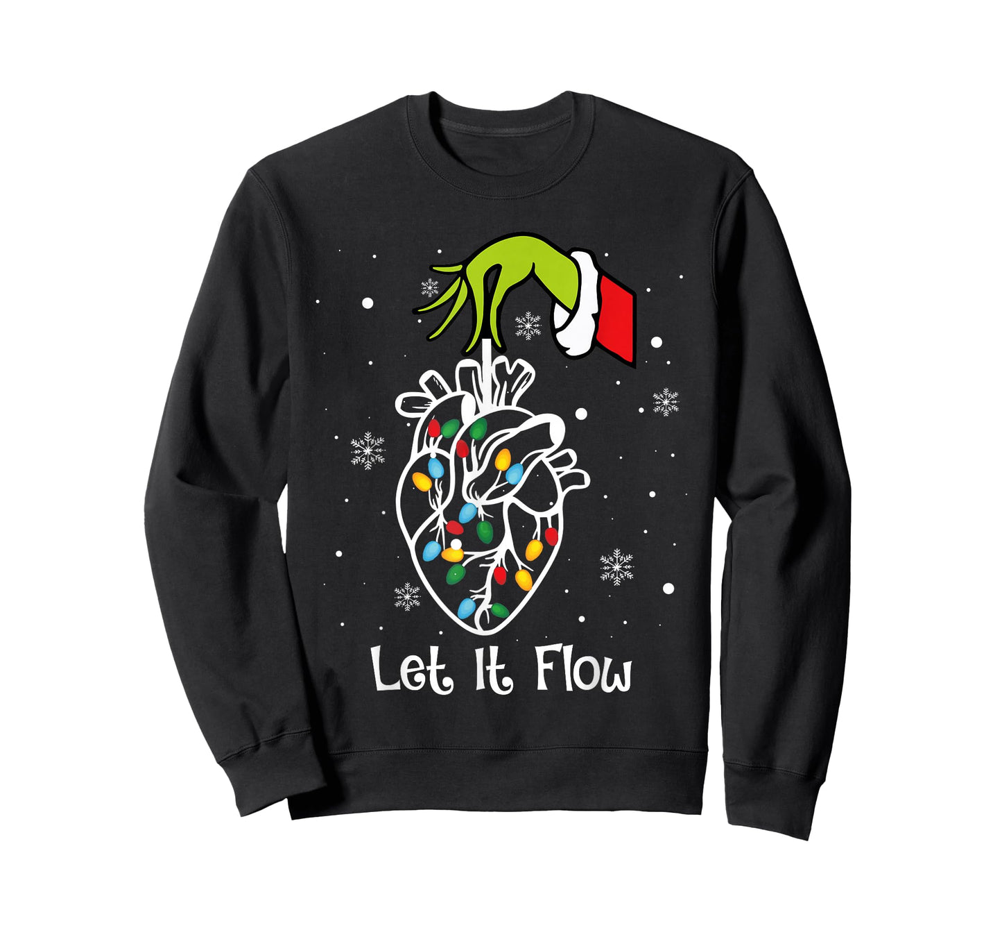 Funny Let It Flow Anatomy Heart Cardiac Nurse Santa Hat Xmas T-Shirt