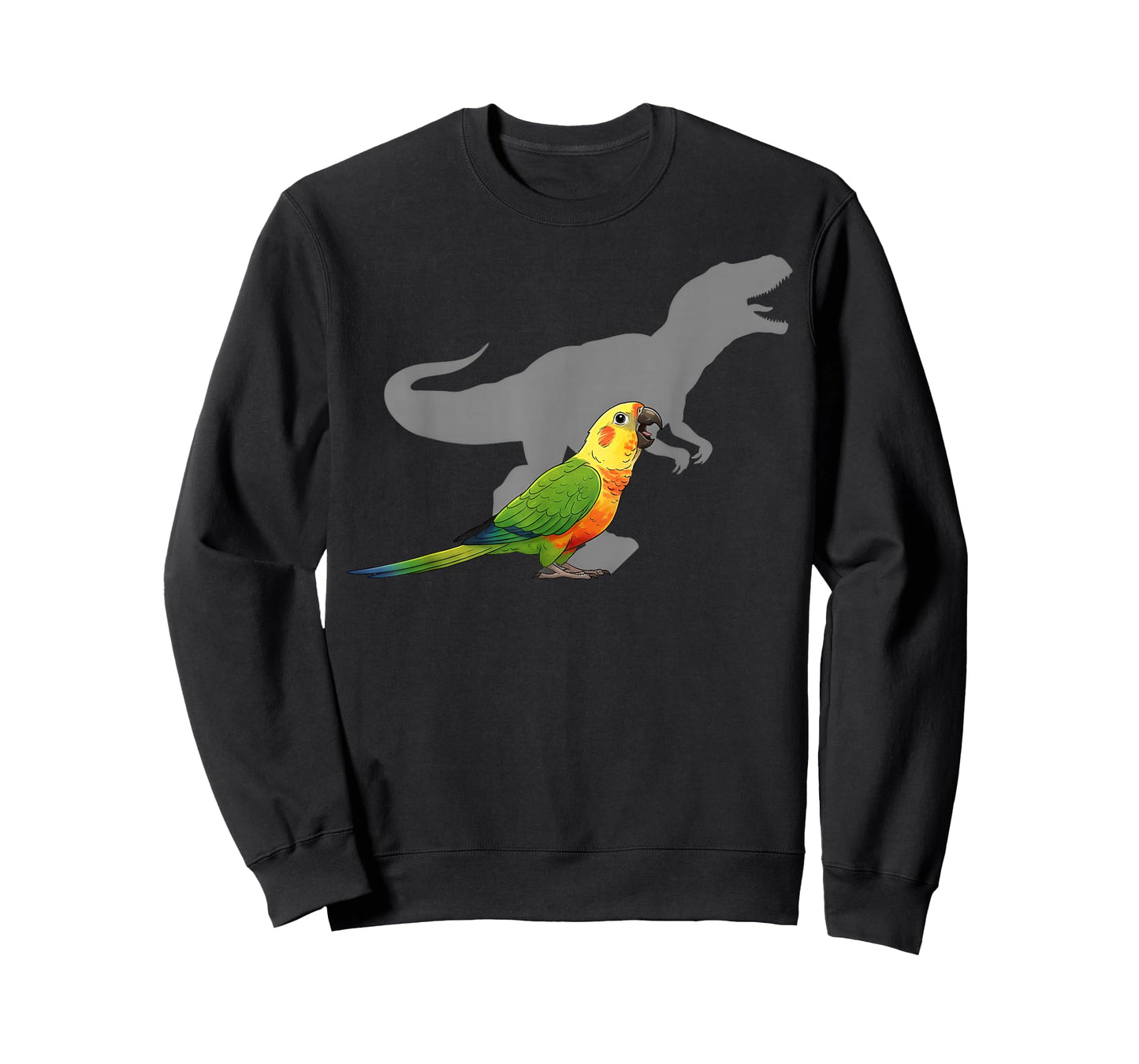 Jenday Conure with T rex Shadow Bird Lovers T-Shirt