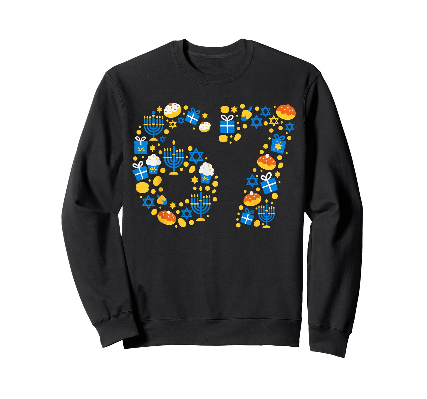 Hanukkah 67 Six Seven Meme Jewish Menorah Chanukah Pajama T-Shirt