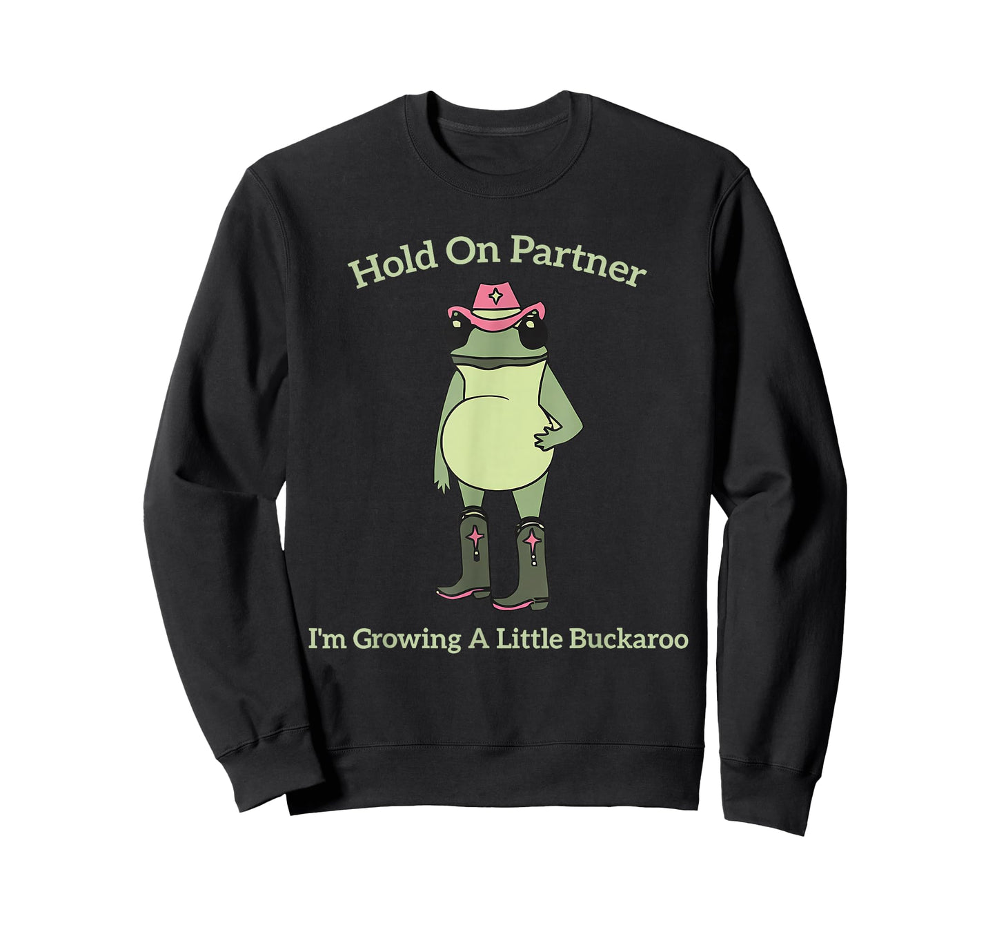Hold On Partner I'm Growing A Little Buckaroo Frog Pregnancy T-Shirt