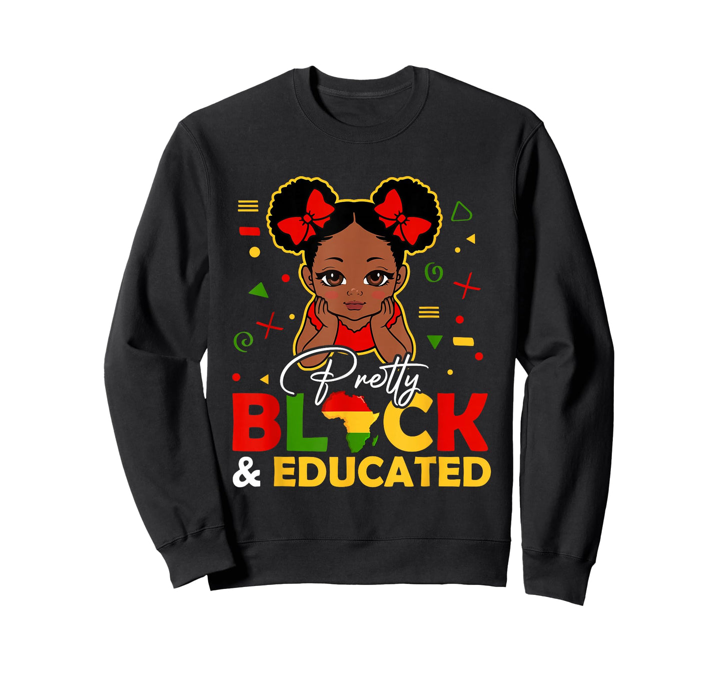 Black History Month Pretty Black and Educated Afro Girls T-Shirt