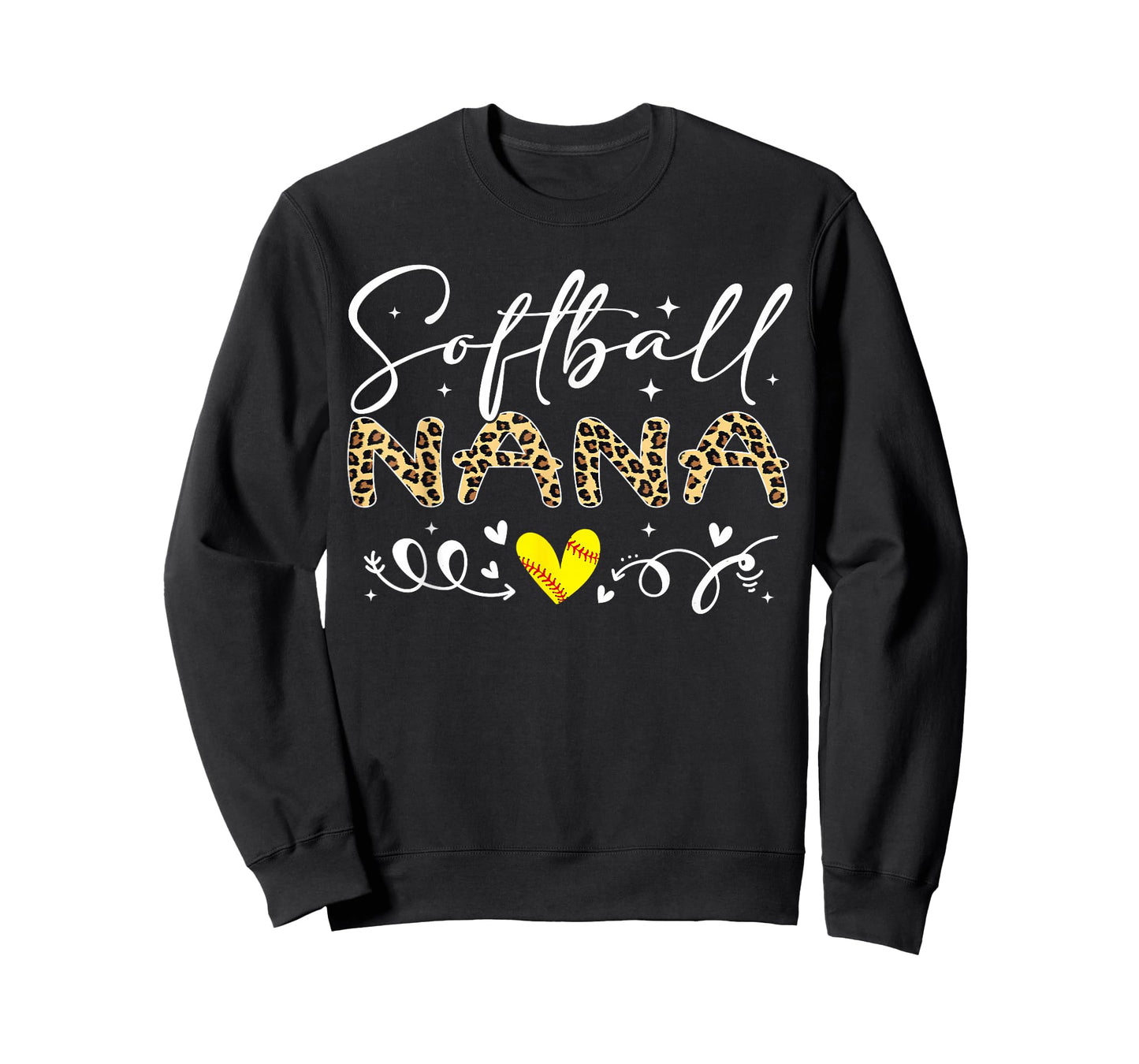 Softball Nana Leopard Softball Heart T-Shirt