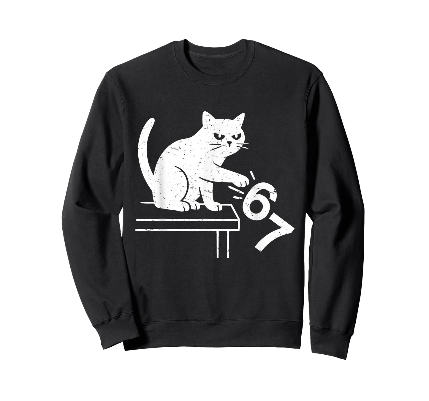 Anti Six Seven Cat Meme Funny 6 7 Meme Cat Knocking Off 67 T-Shirt