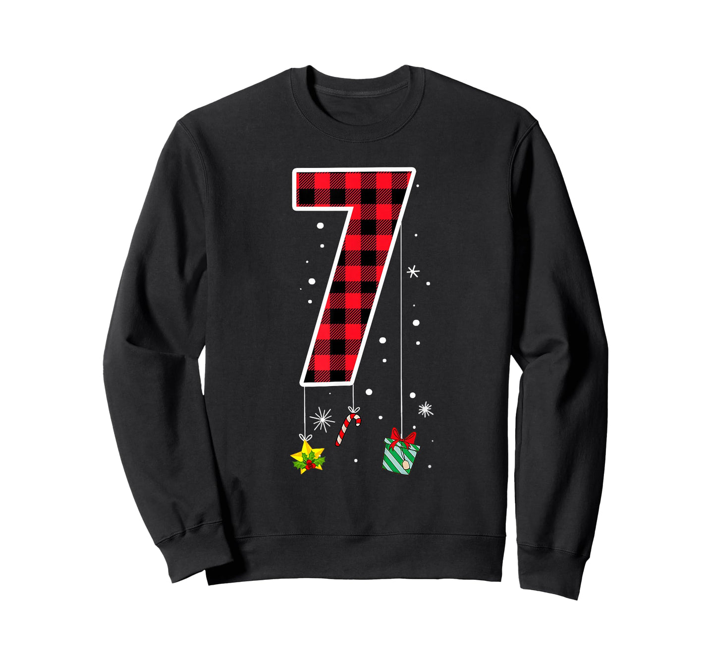 Number 7 Funny Meme Saying 6 7 Six Seven Christmas Red Plaid T-Shirt