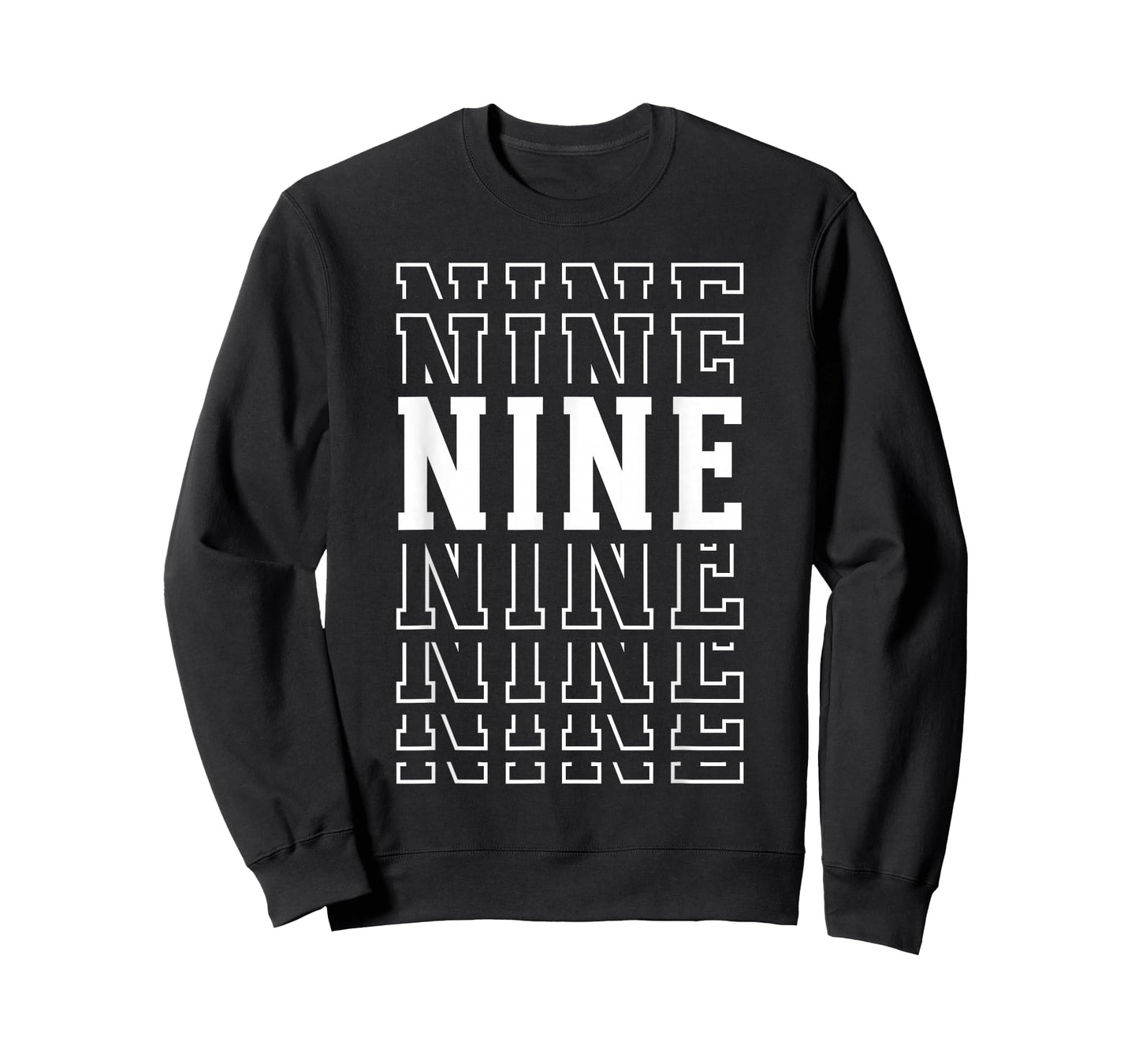 Nine 9th Birthday Layered Text 9 Year Old T-Shirt