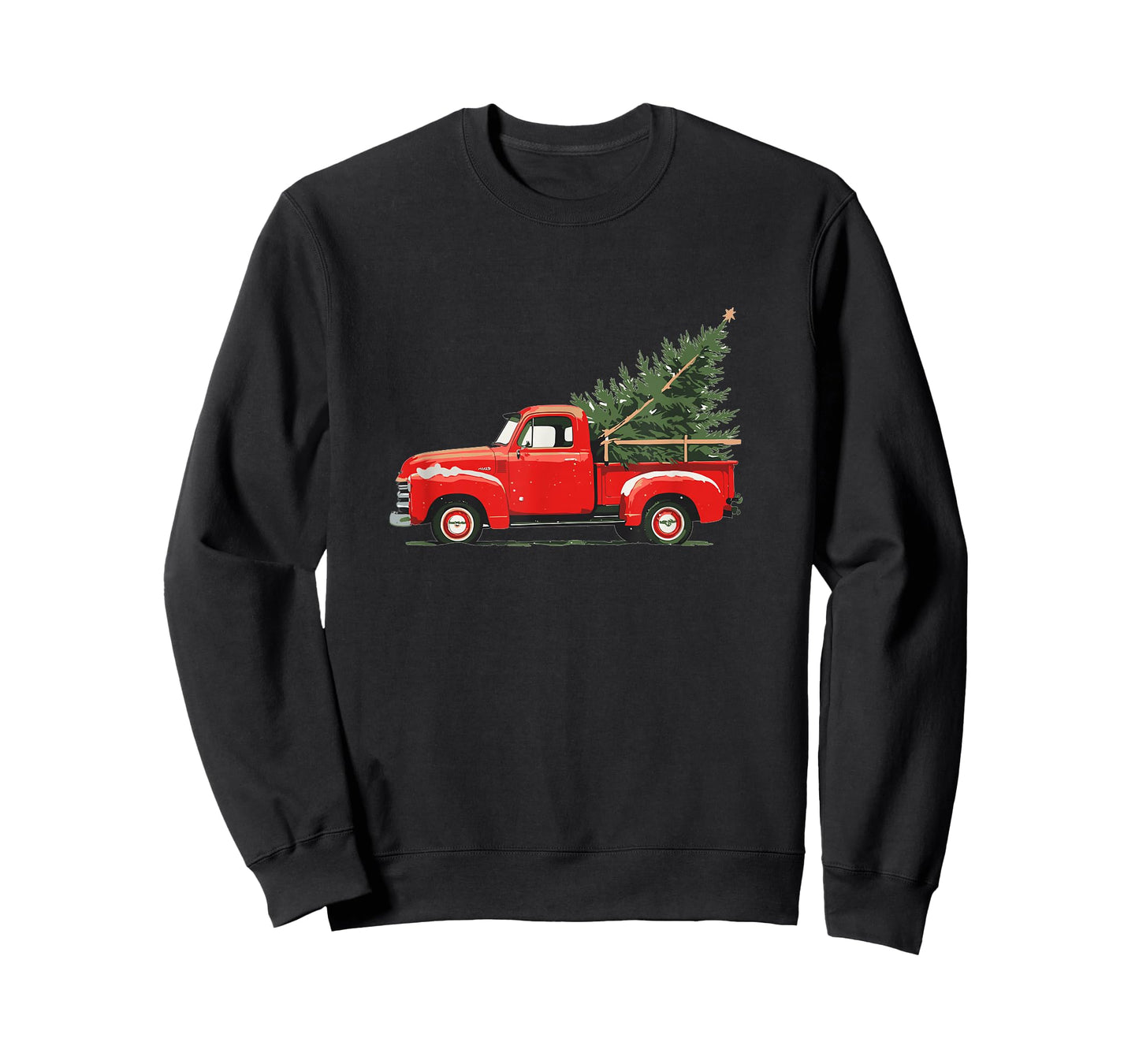 Red Vintage Truck with Tree Retro Christmas Style T-Shirt