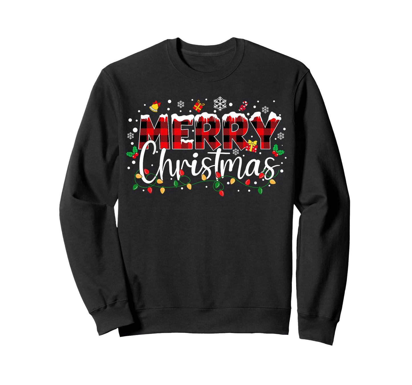 Merry Christmas Lights Red Santa Hat Xmas Family Men Women T-Shirt