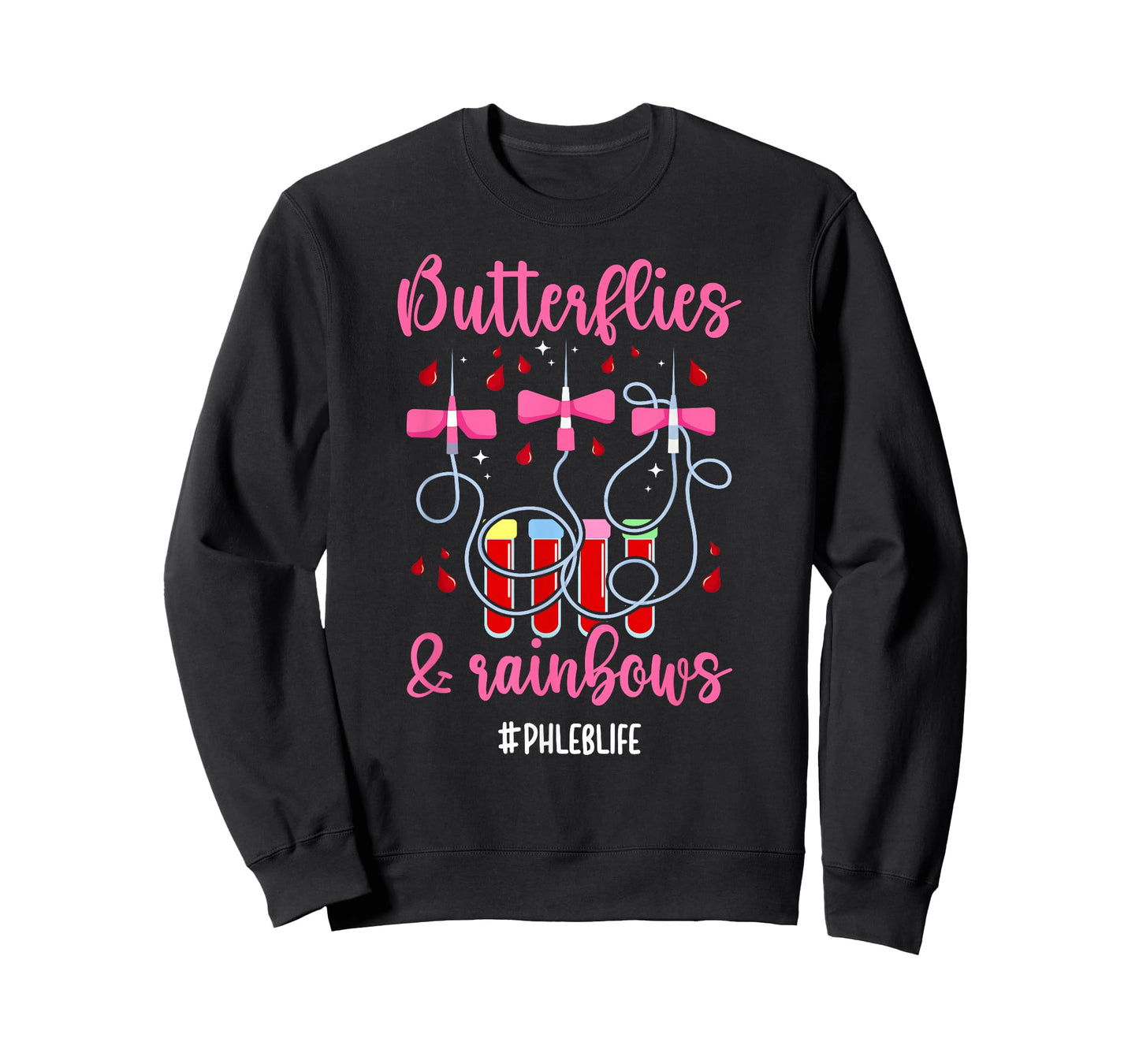 Butterflies & Rainbows Phleb Life Phlebotomist Phlebotomy T-Shirt