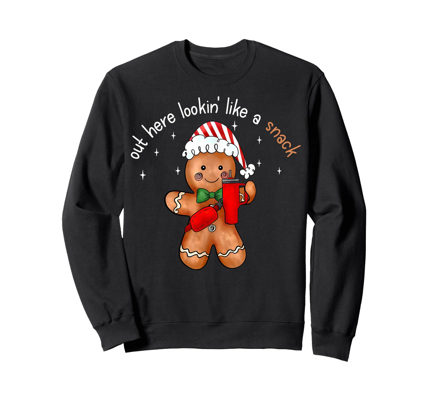 Out Here Looking Like A Snack Funny Xmas Light Gingerbread T-Shirt