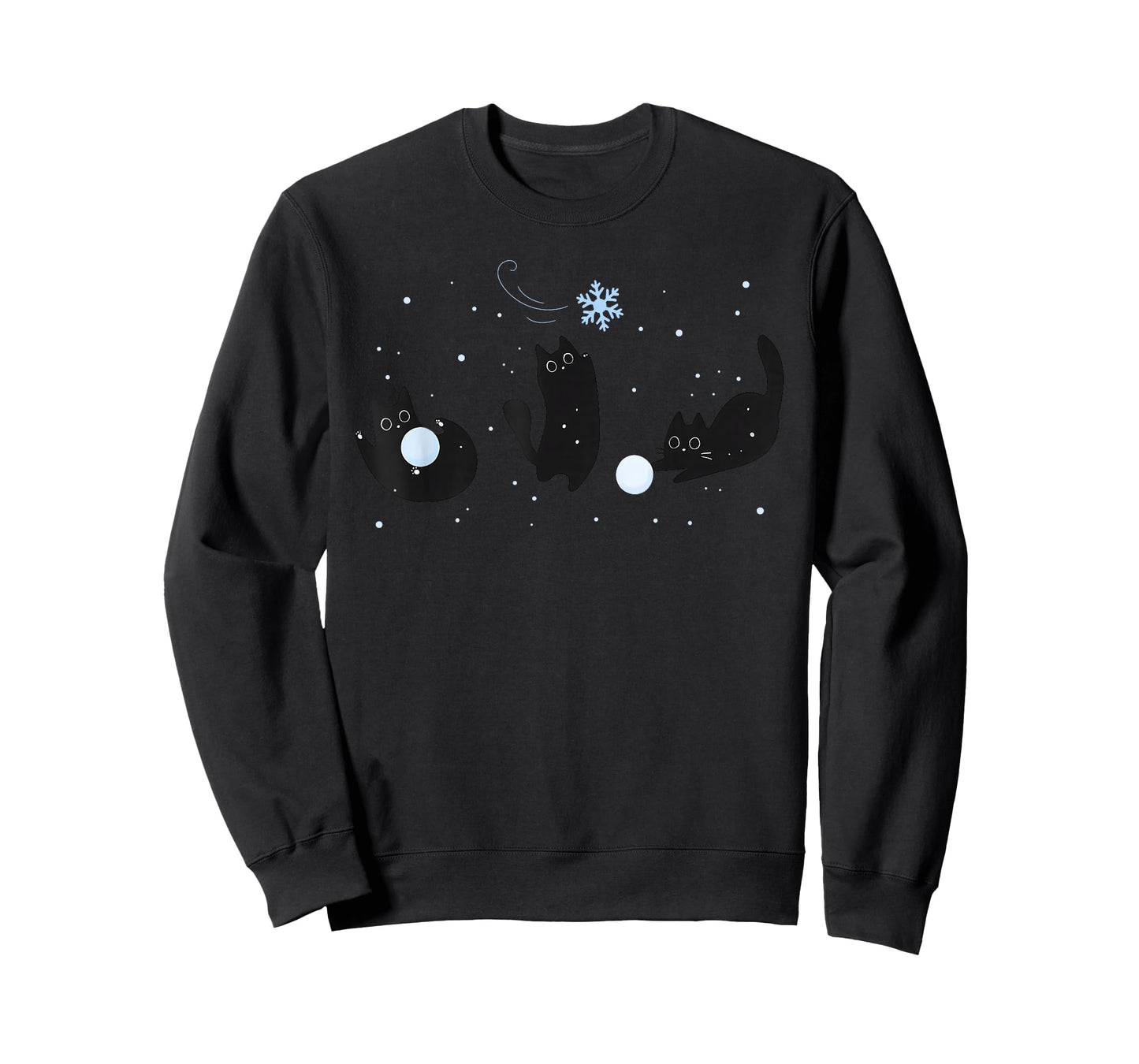 Black Cats Winter Snowflakes Cute Christmas Holiday Outfit T-Shirt